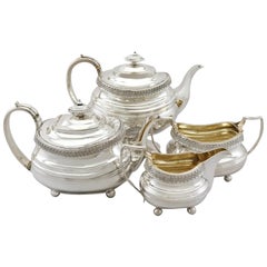 Antique 19th Century Sterling Silver Four Piece Tea Service