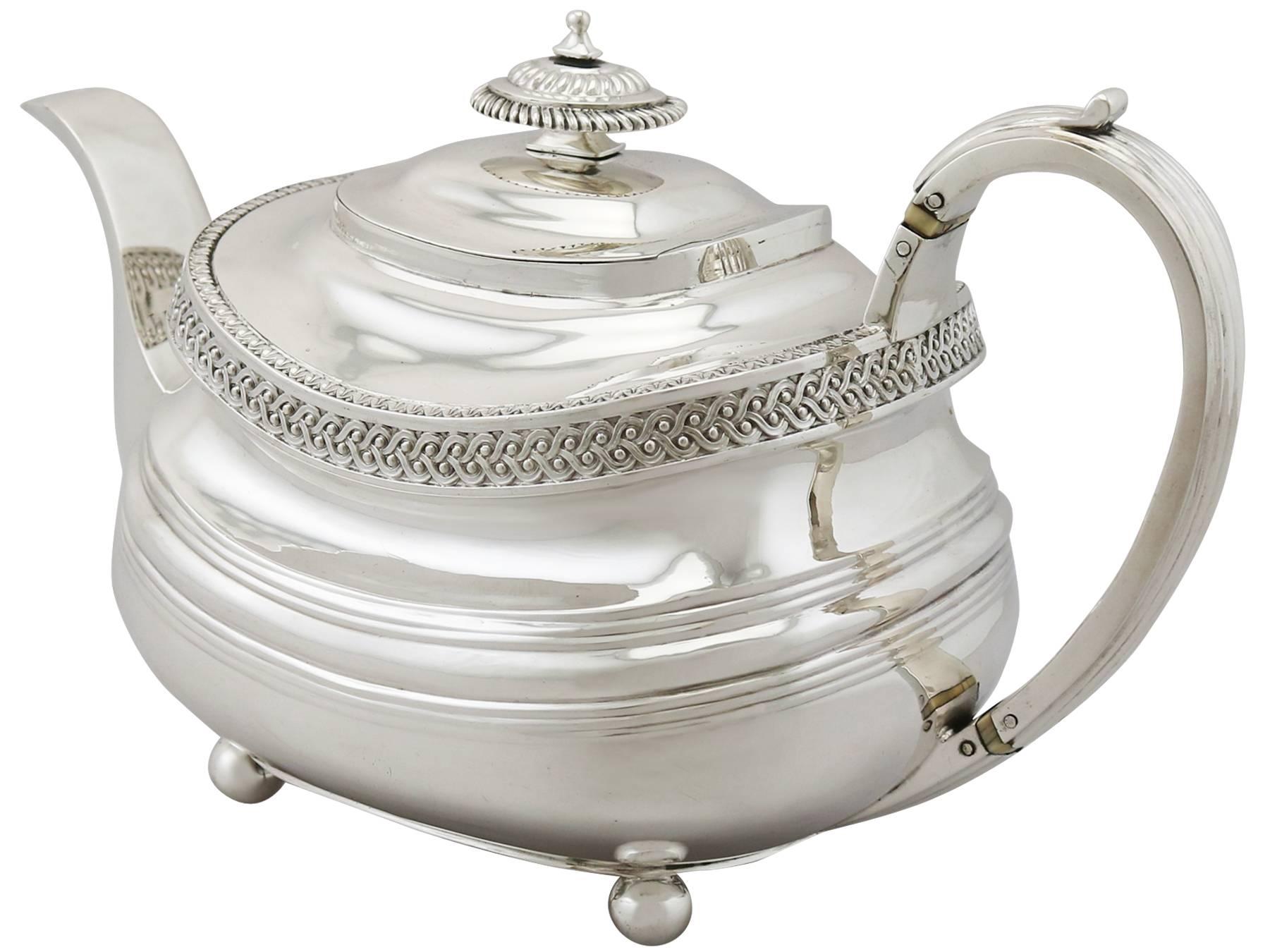 19th Century Sterling Silver Four Piece Tea Service 2