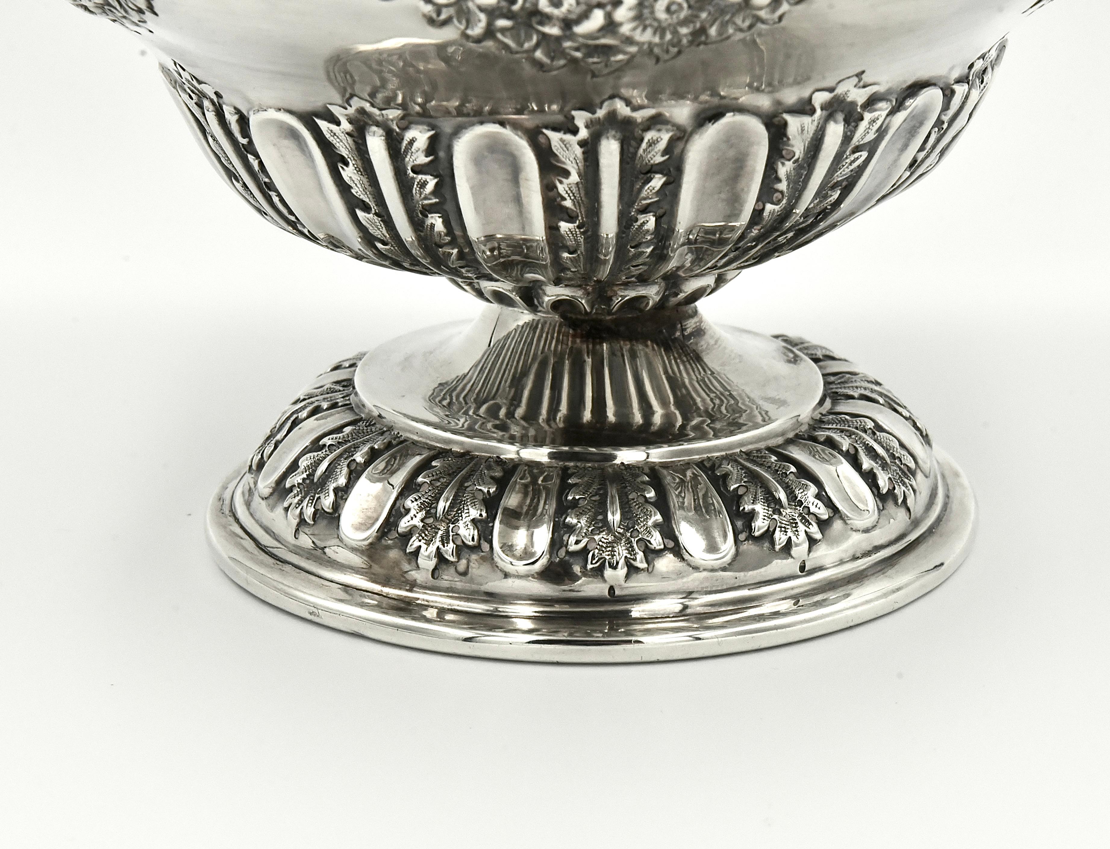 Rococo 19th century Sterling silver fruit bowl  For Sale