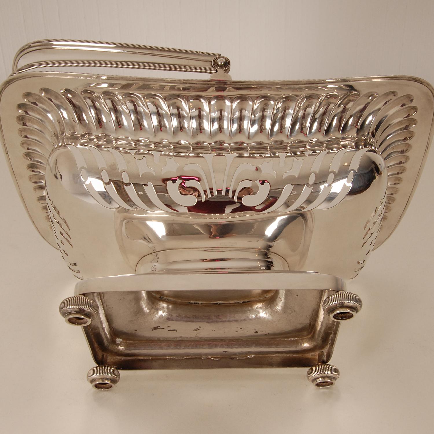 Empire Sterling Silver Basket Georgian Openwork Basket Napoleonic 19th Century For Sale 8