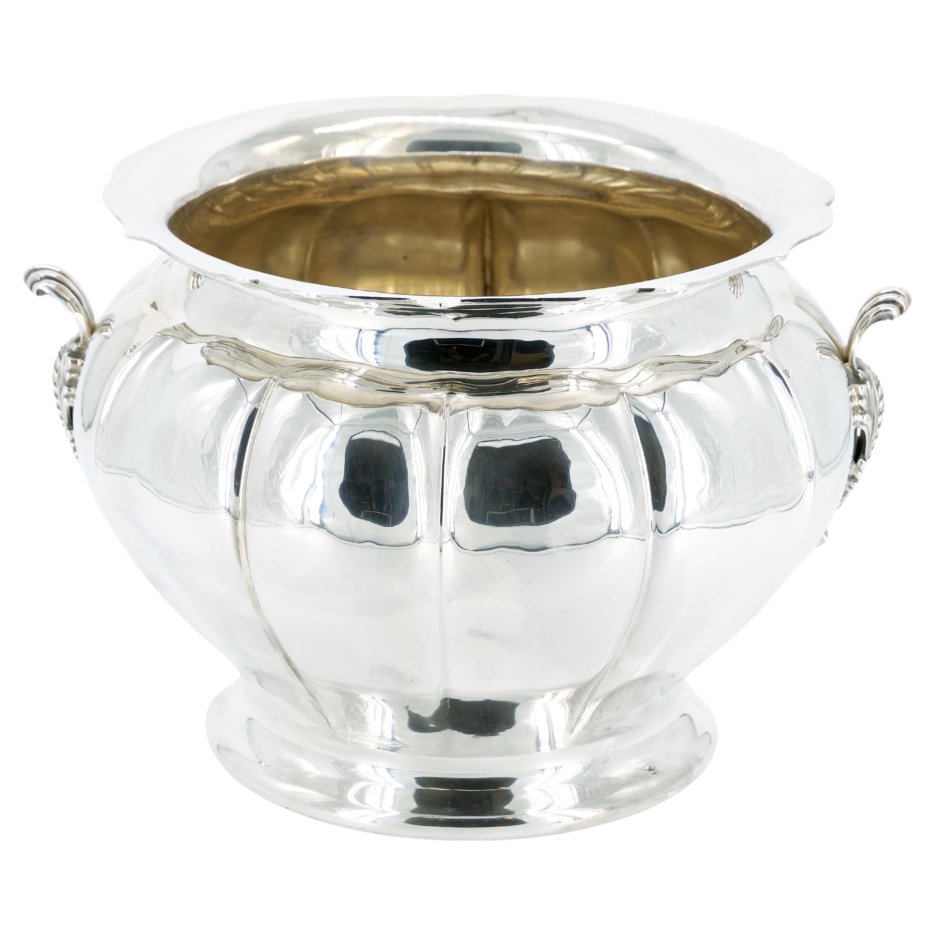 19th Century Sterling Silver / Gold Wash Interior Barware Champagne Cooler For Sale