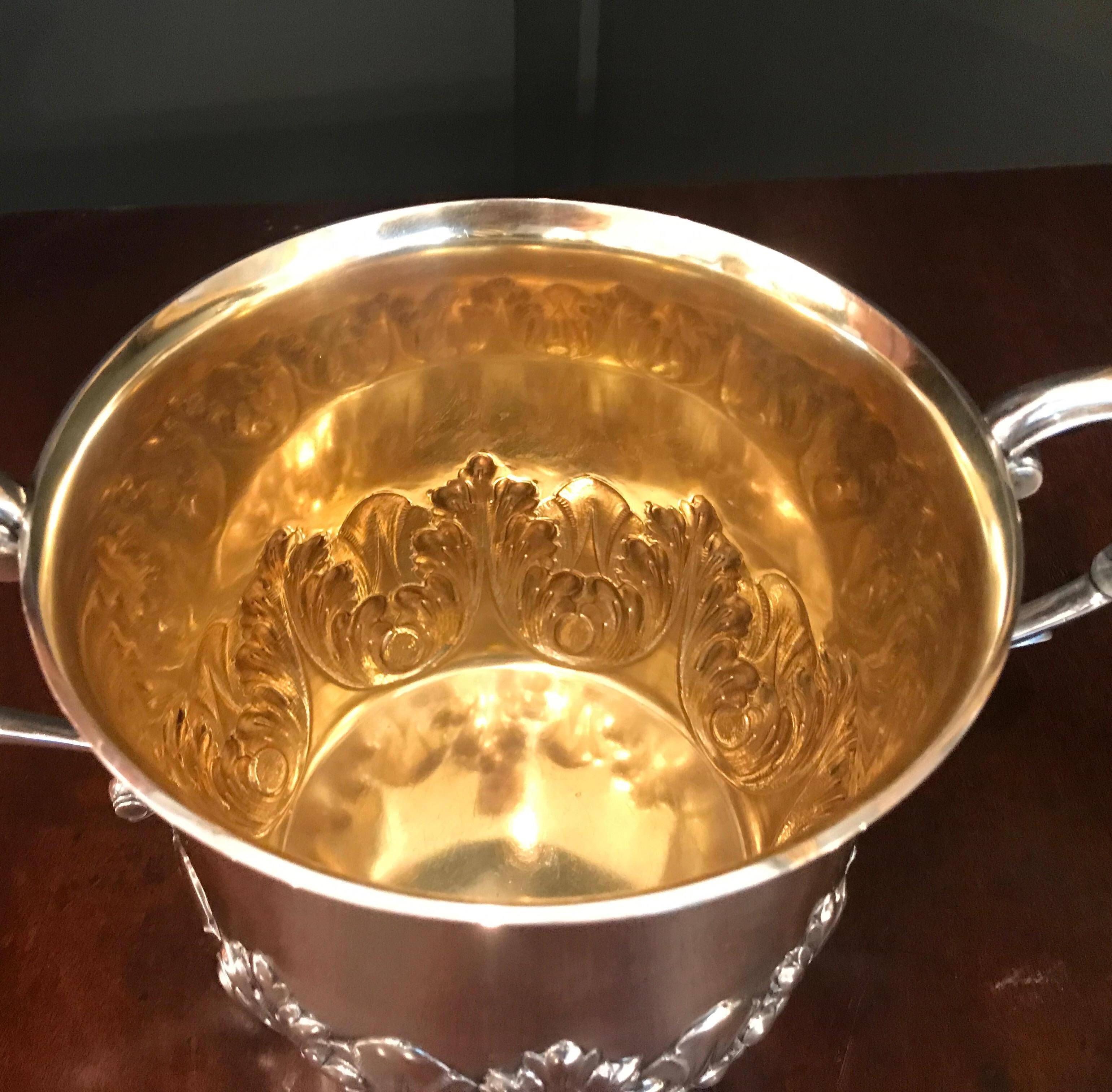 American 19th Century Sterling Silver Ice Bucket by Dominick and Haff
