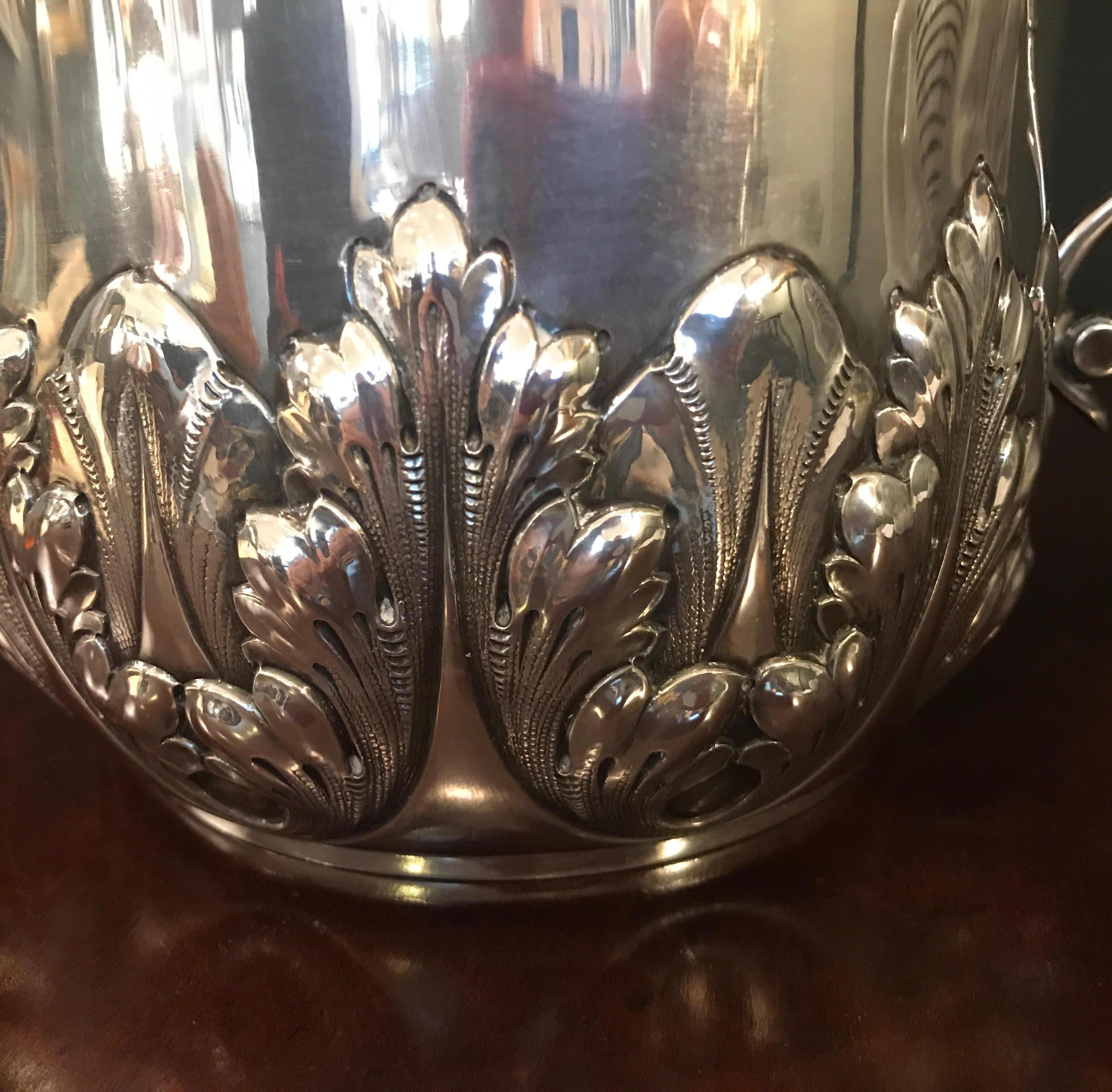 19th Century Sterling Silver Ice Bucket by Dominick and Haff In Excellent Condition In Lambertville, NJ