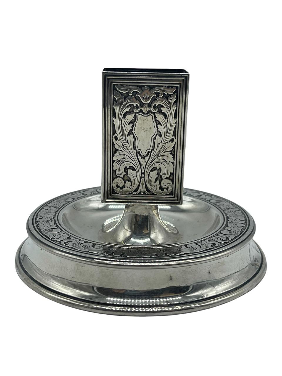 19. Jahrhundert Sterling Silber Streichholzschachtel Halter und Aschenbecher Stand von Tiffany & Co. (Gegossen)