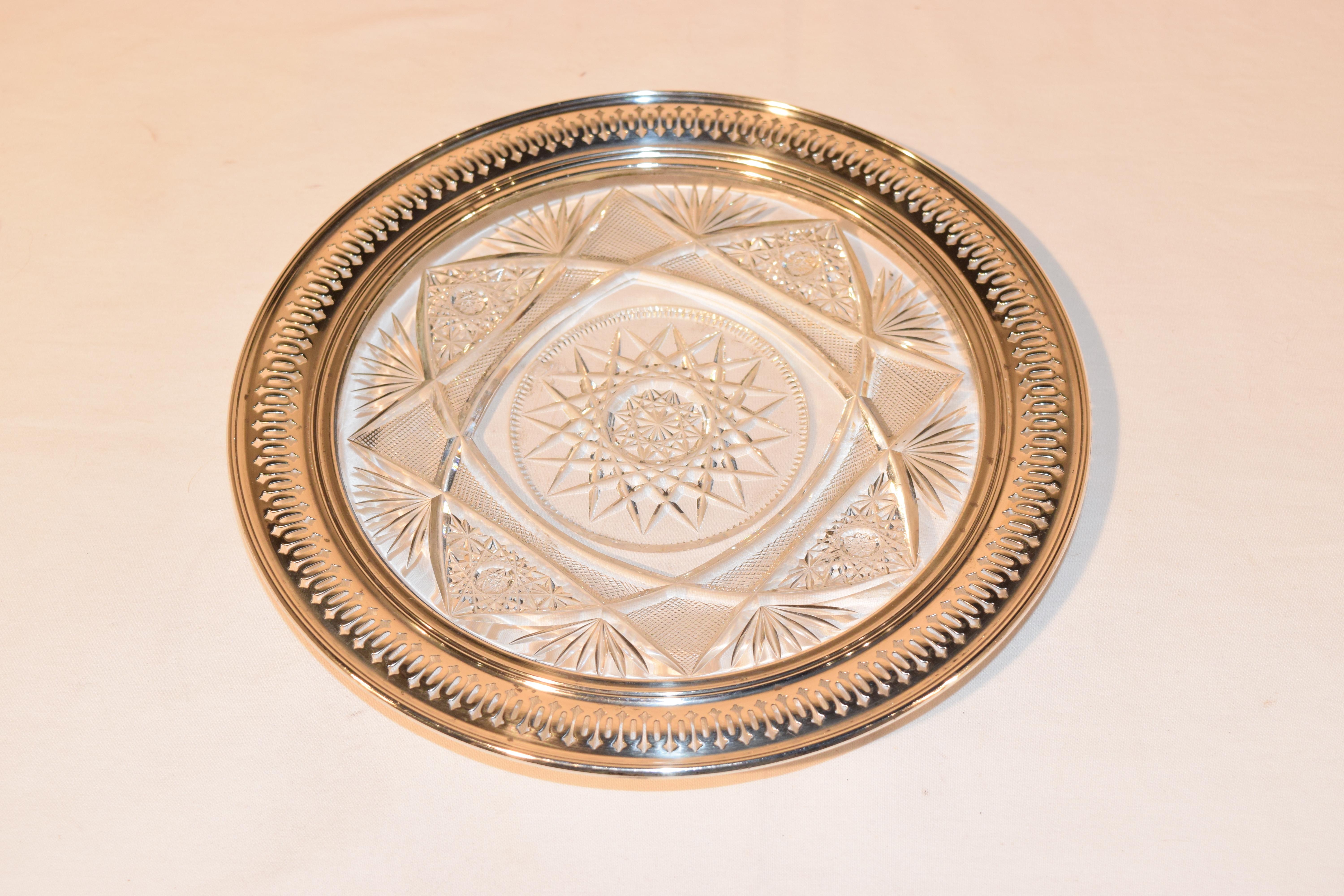 19th Century Sterling Silver Mounted Cut Glass Plate 1