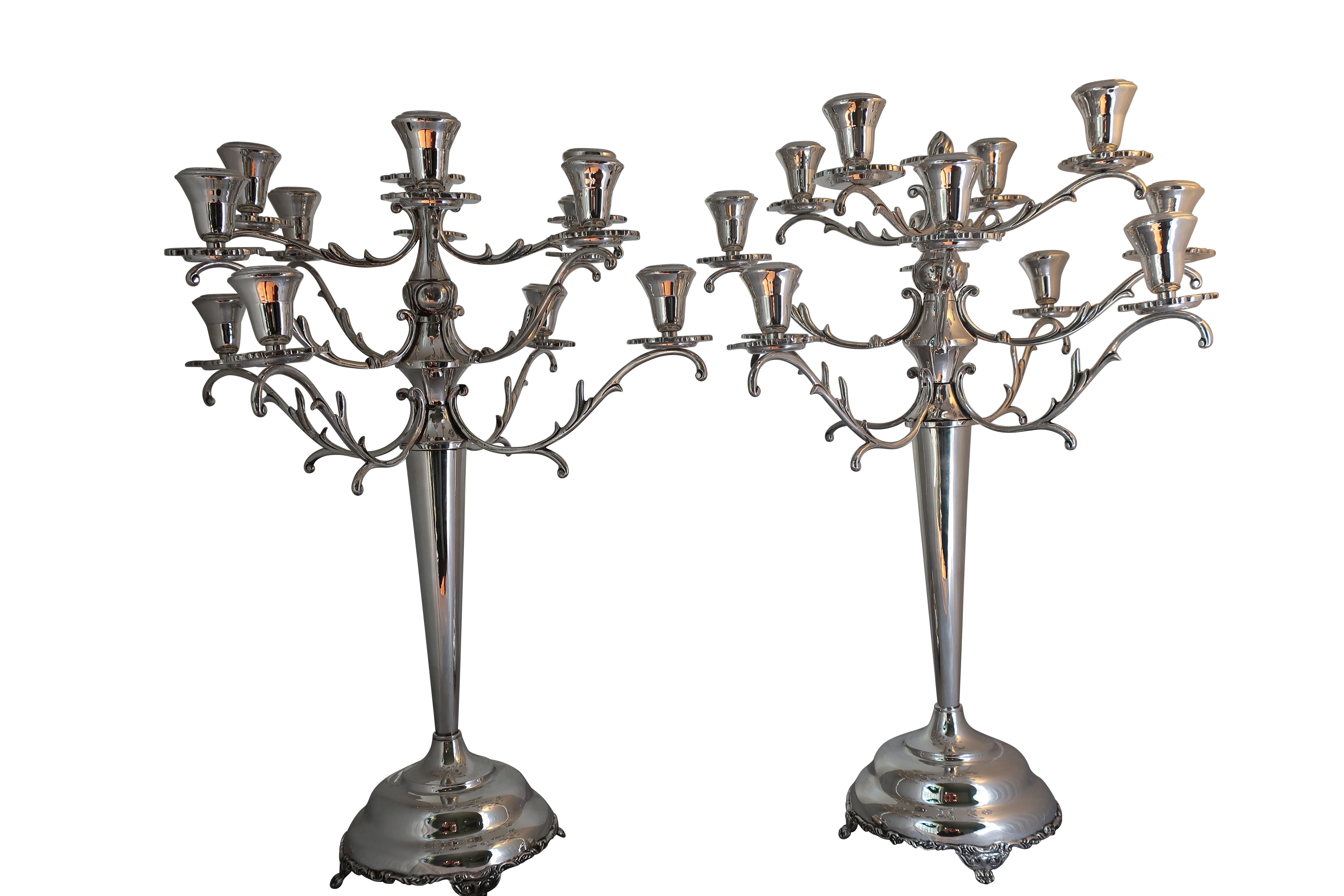 Début du 20ème siècle Chandelier à douze branches en argent massif du XIXe siècle en vente