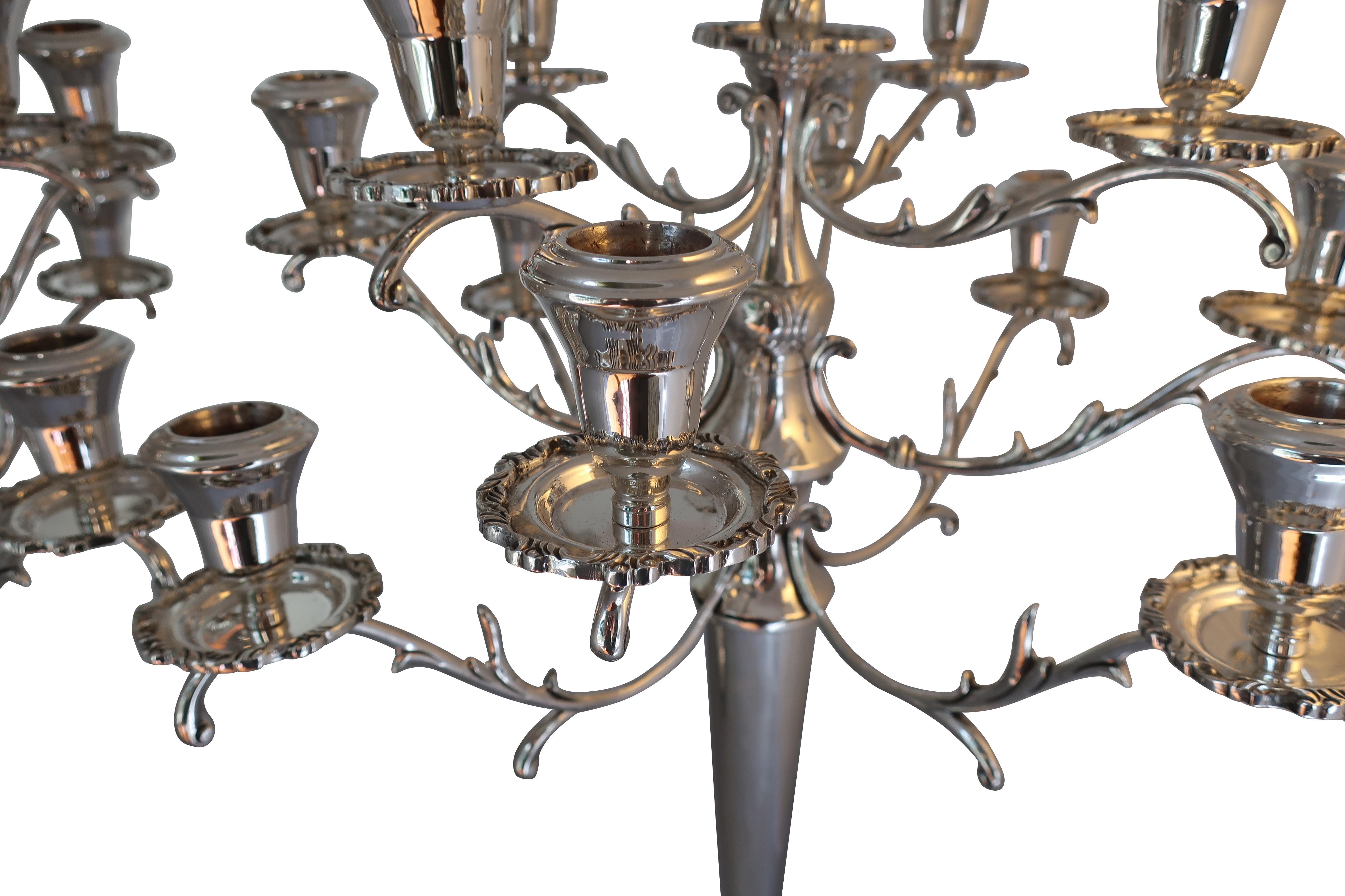 19th Century Mexican Sterling Silver Twelve-Arm Candelabra For Sale 3