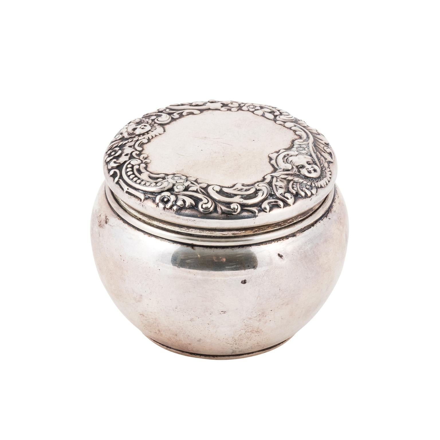 Sterling Silver, Crystal and Light Blue Enamel Powder Jar at 1stDibs