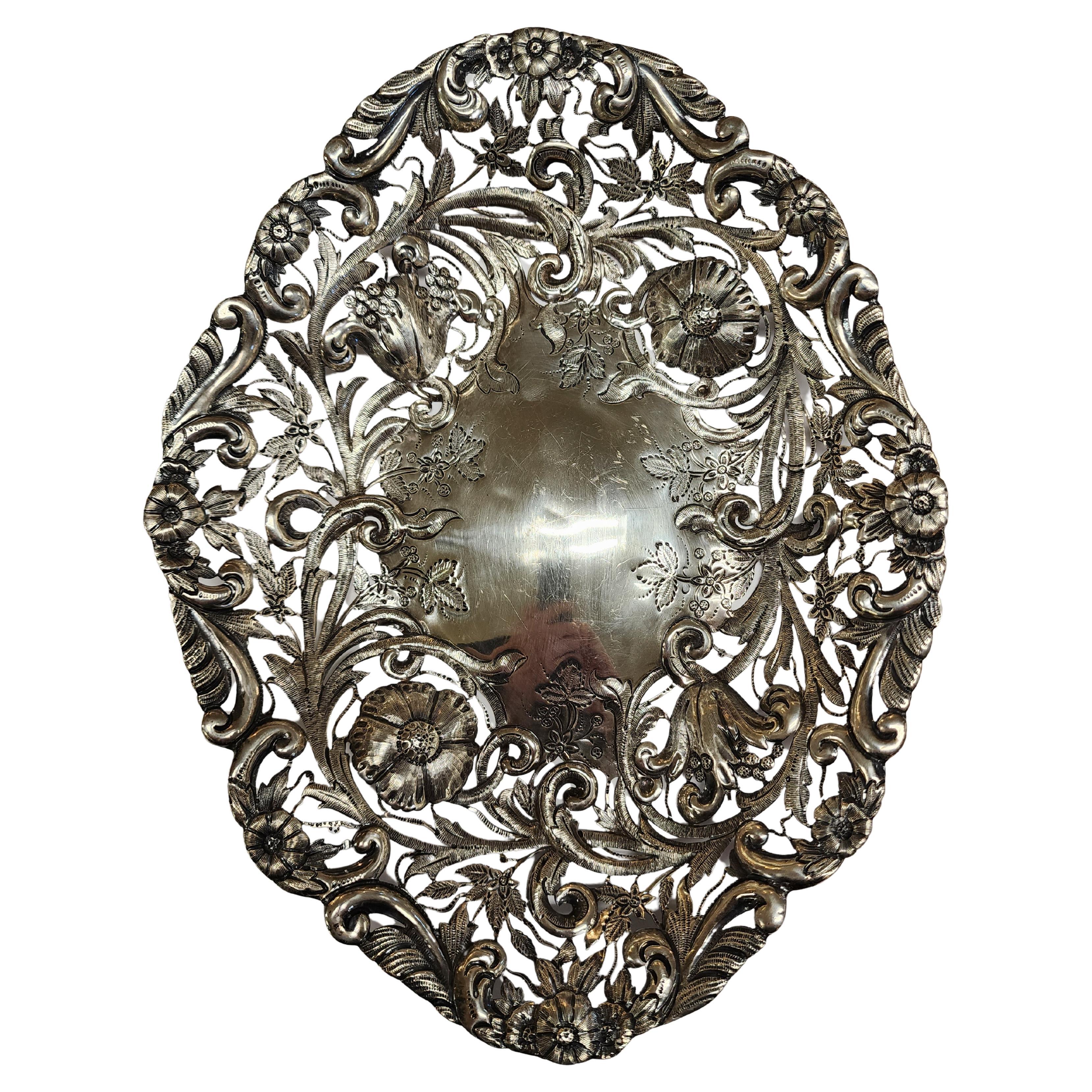 Sterling Silber netzförmiger Korb 19. Jahrhundert 