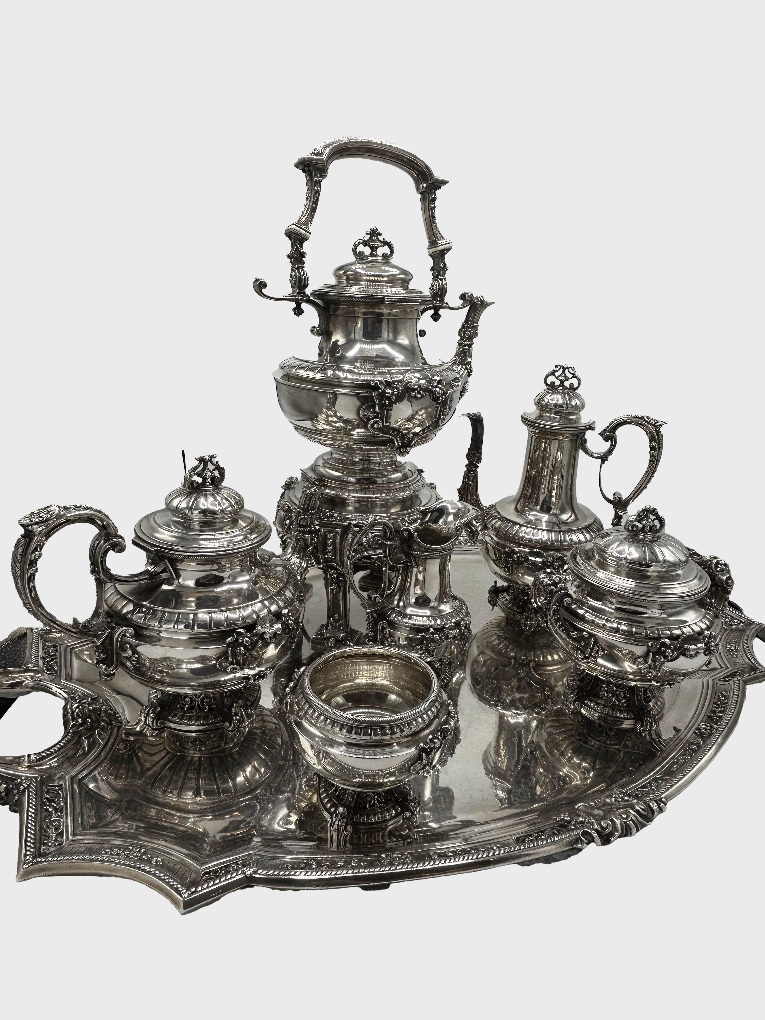 Service à thé et à café en argent du XIXe siècle par Alphonse Debain en vente 5