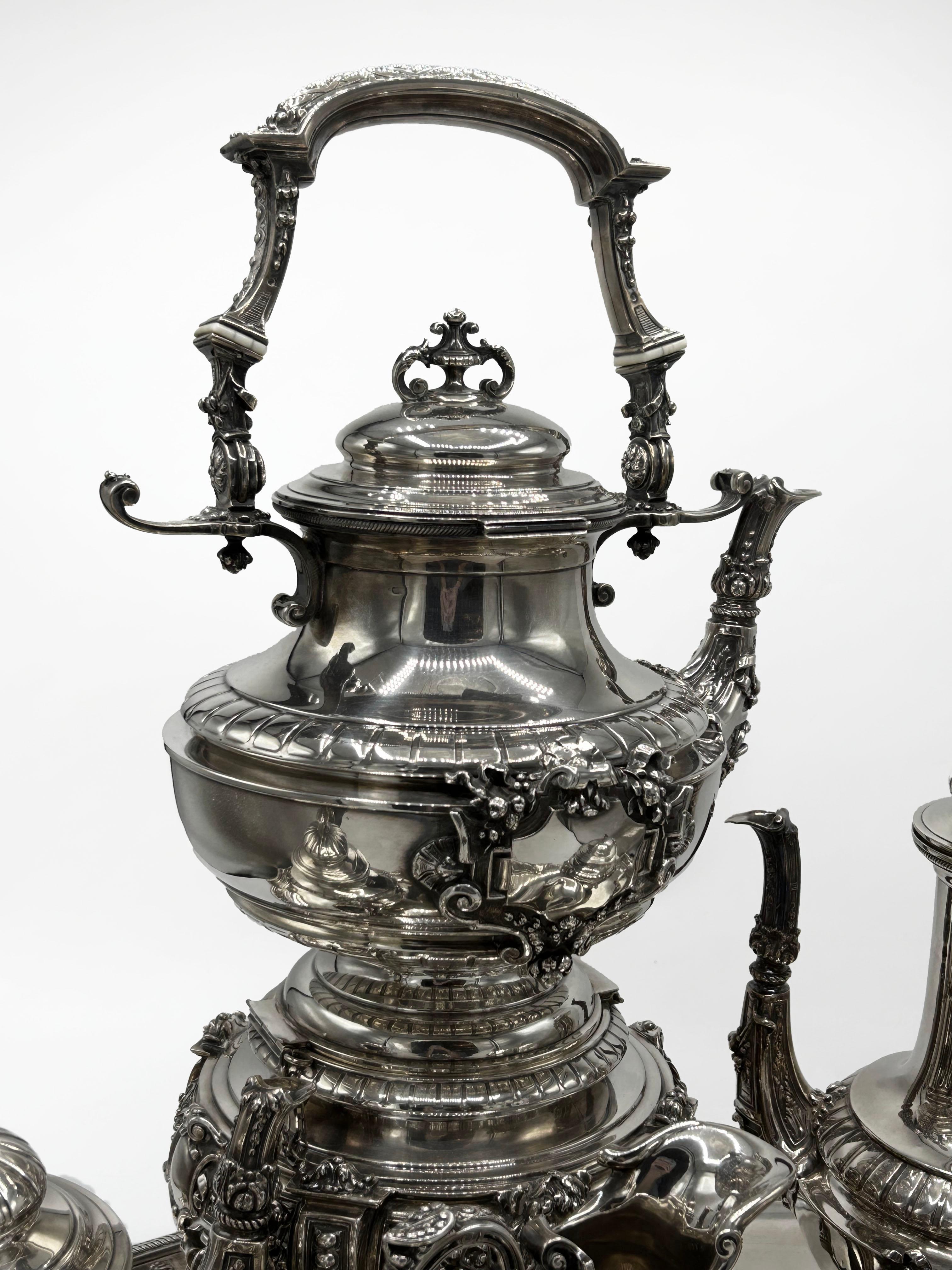 Service à thé et à café en argent du XIXe siècle par Alphonse Debain en vente 6
