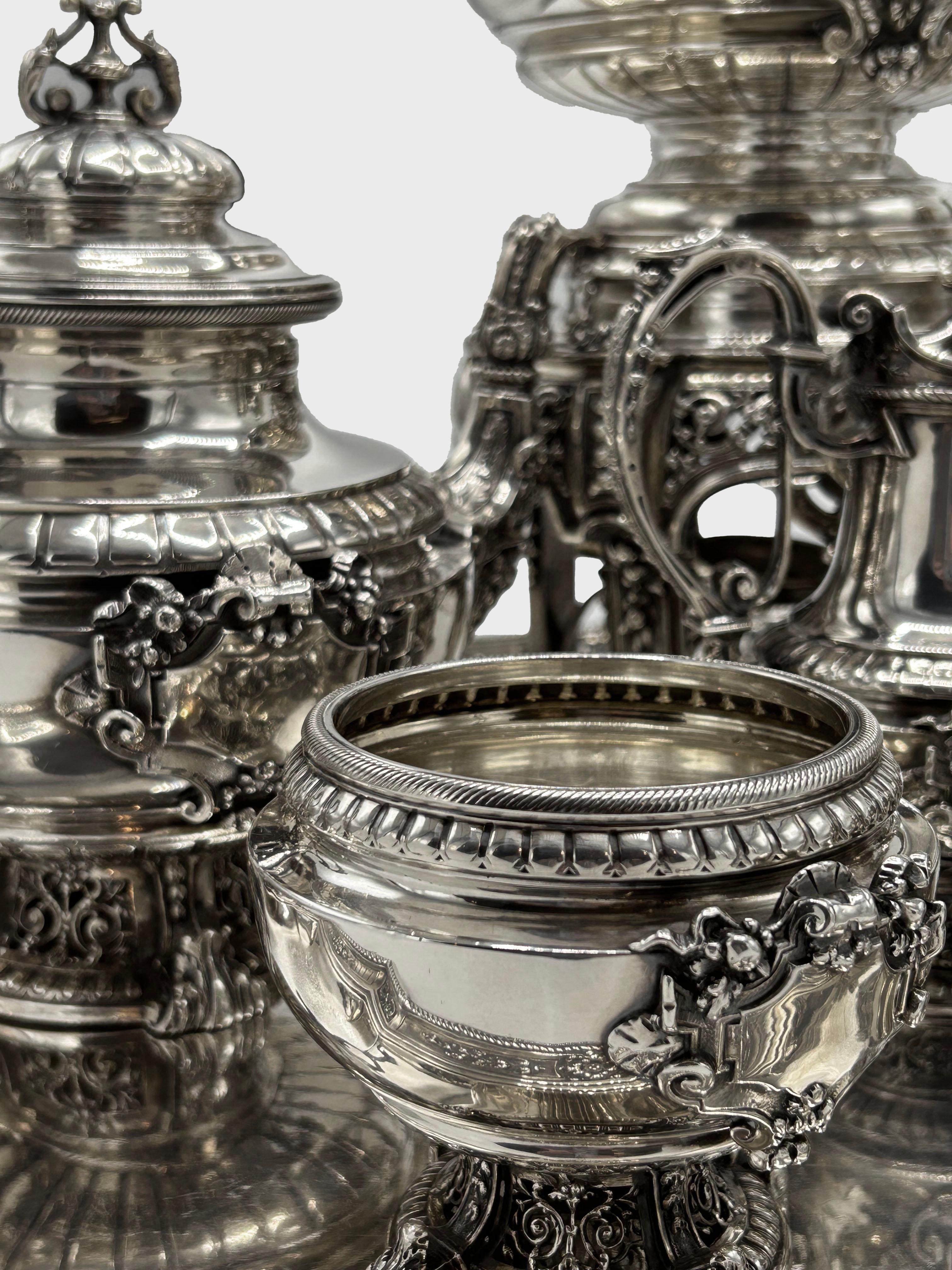 Service à thé et à café en argent du XIXe siècle par Alphonse Debain en vente 9