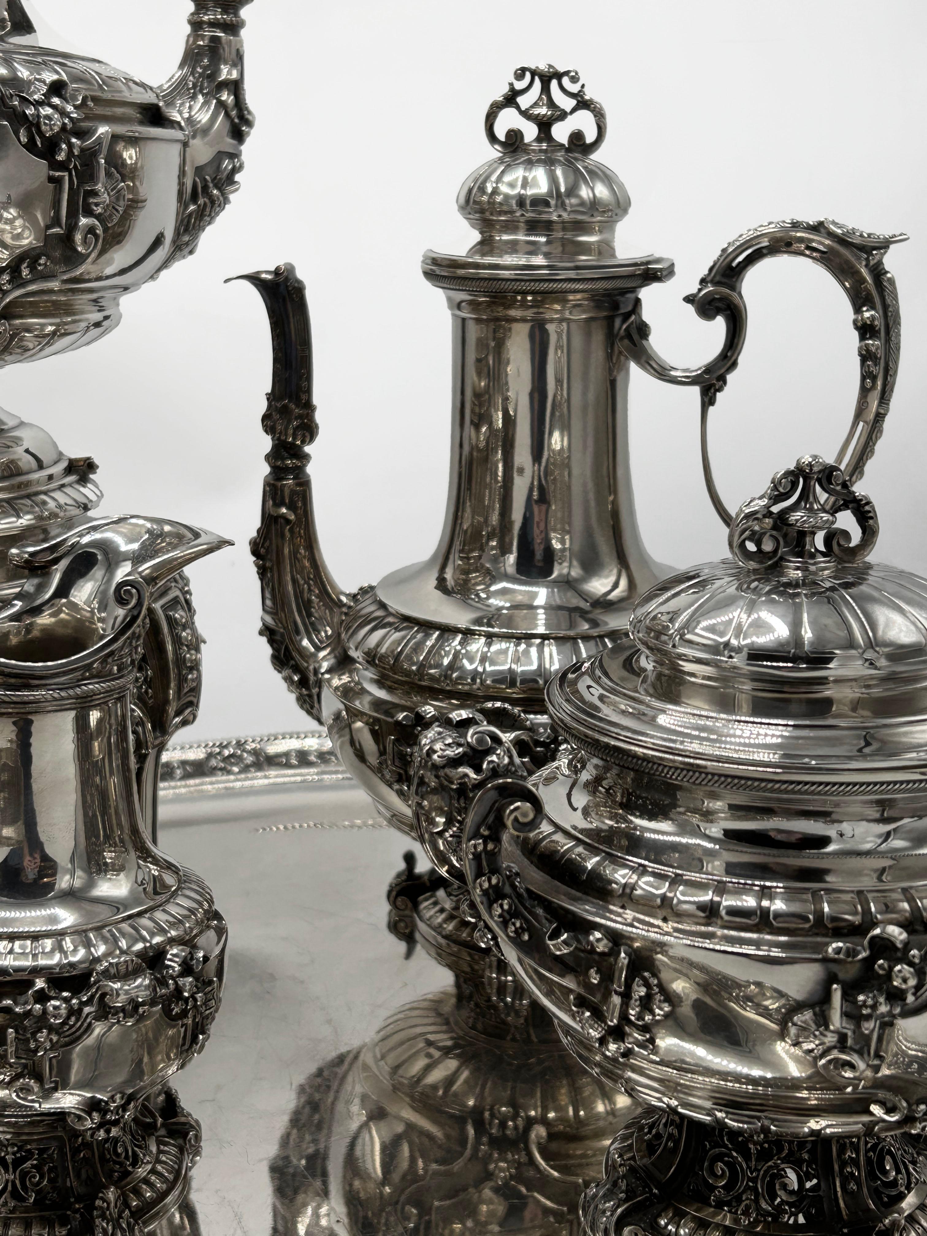 Service à thé et à café en argent du XIXe siècle par Alphonse Debain en vente 10