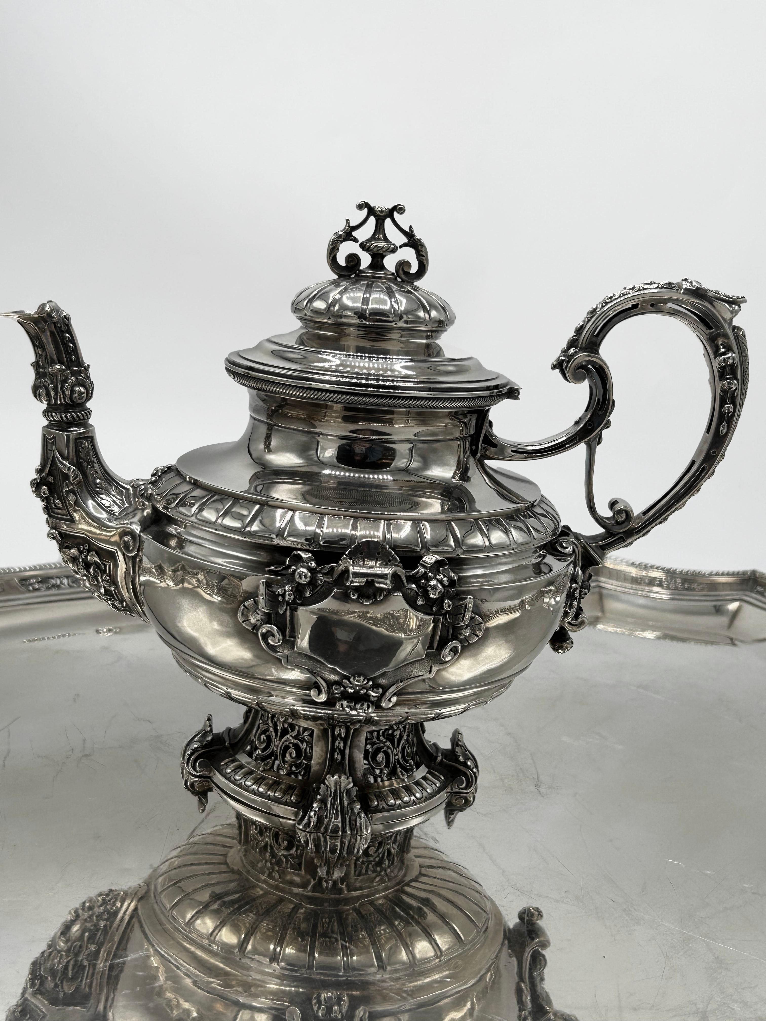 Fait main Service à thé et à café en argent du XIXe siècle par Alphonse Debain en vente