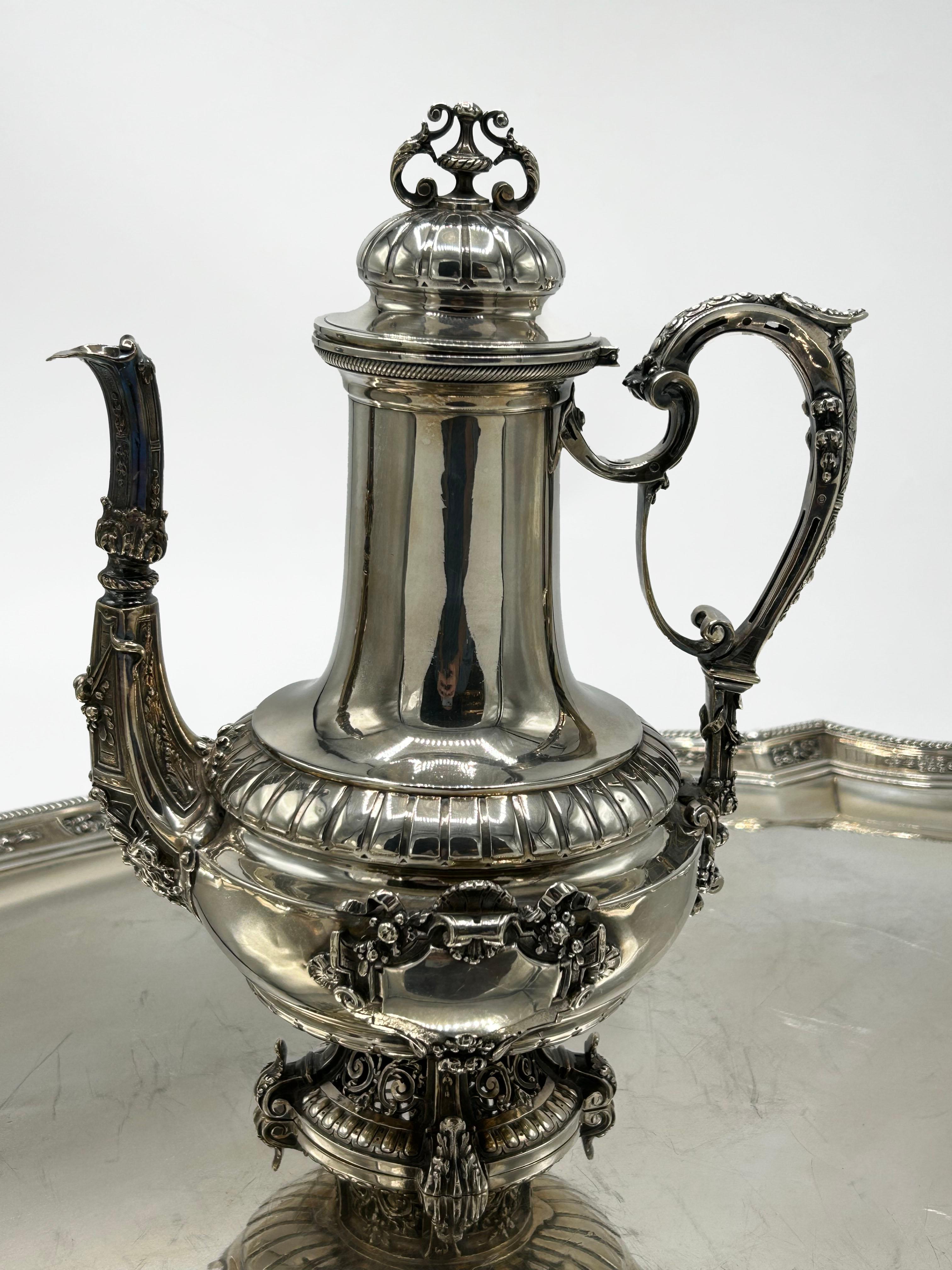 Service à thé et à café en argent du XIXe siècle par Alphonse Debain en vente 2