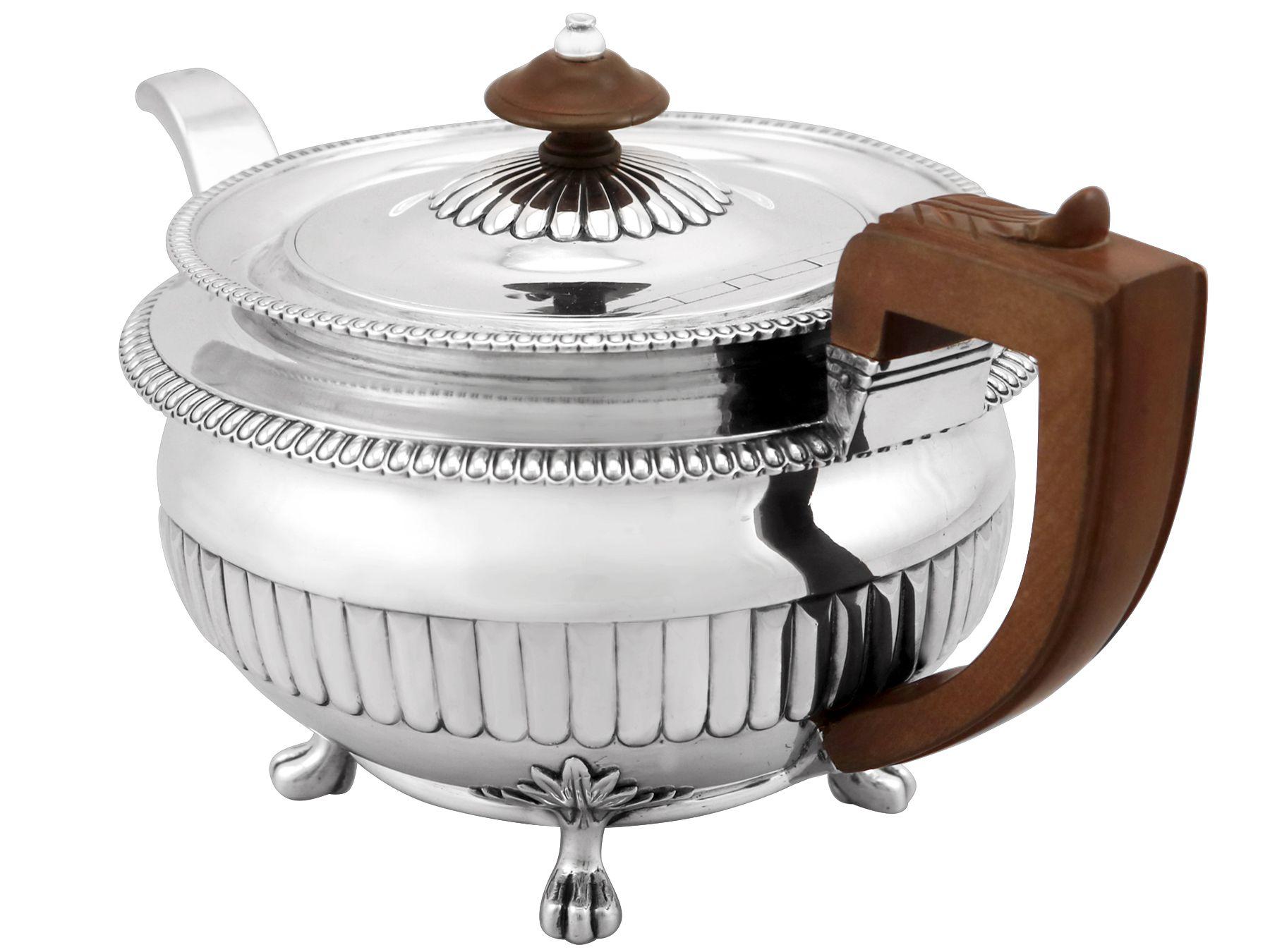 George III 19th Century Sterling Silver Teapot by John Foskett & John Stewart