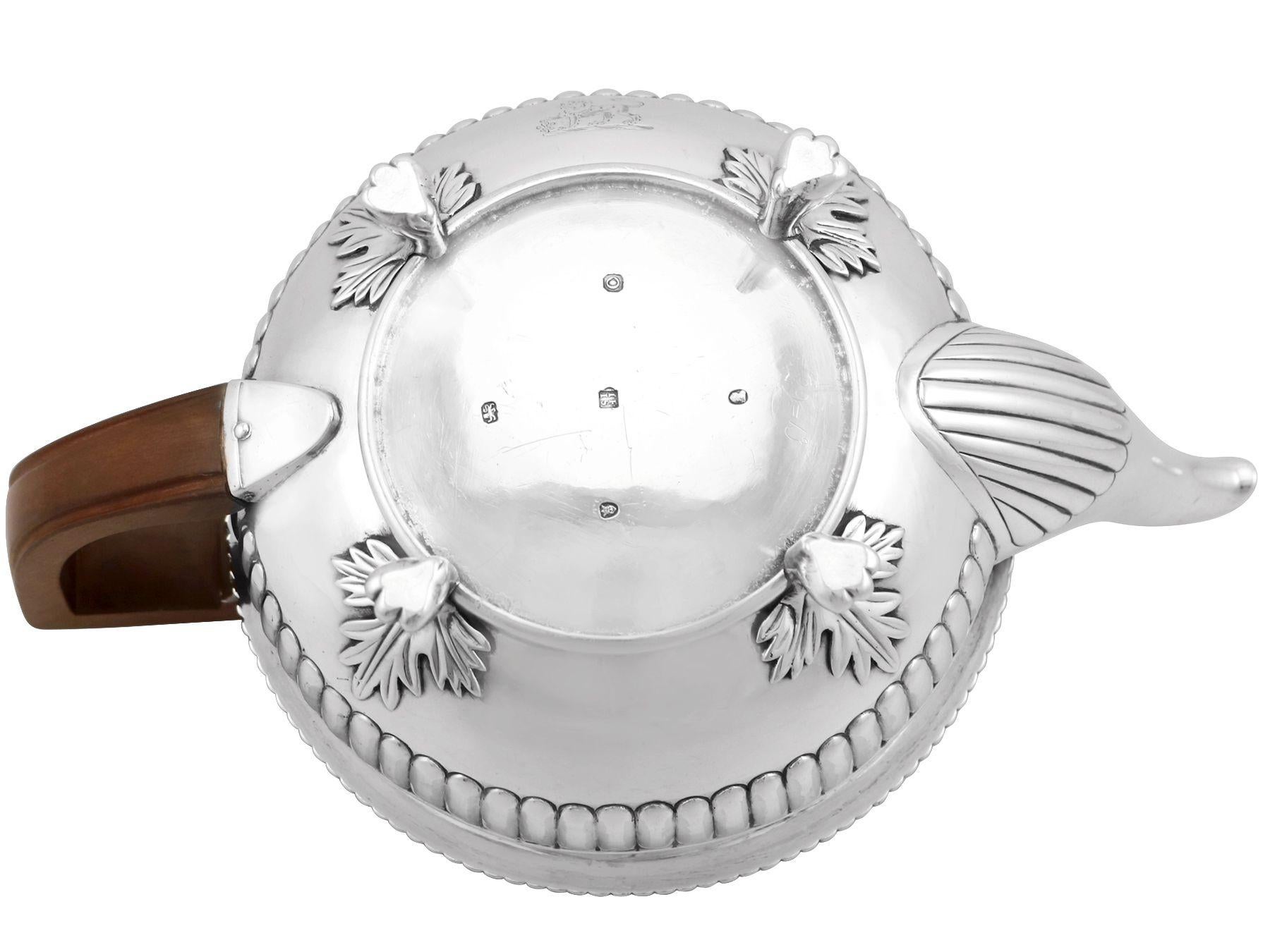 19th Century Sterling Silver Teapot by John Foskett & John Stewart 3