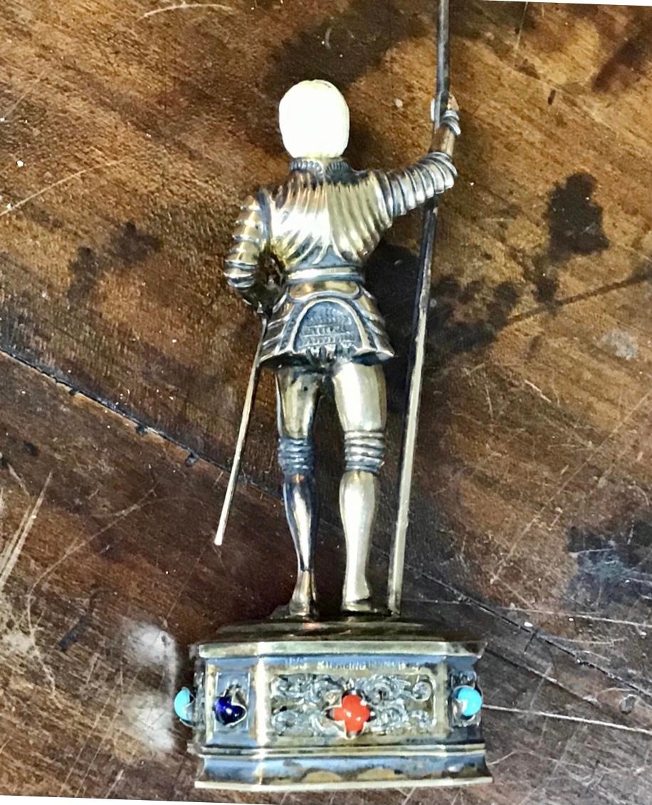 19th Century Sterling & Vermeil Silver Joan of Arc Germany In Good Condition In Bradenton, FL