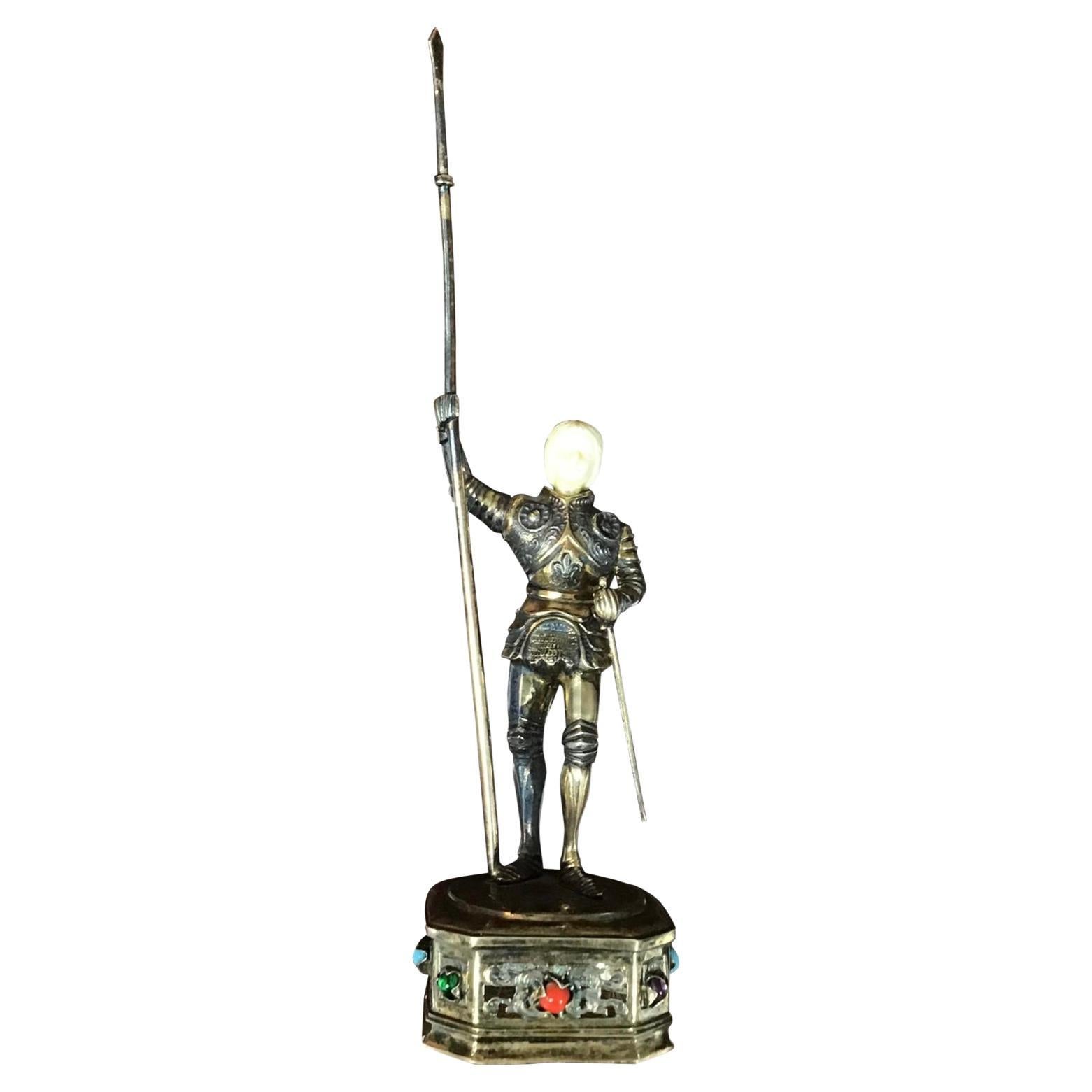 19th Century Sterling 
Vermeil Silver Joan of Arc Germany
