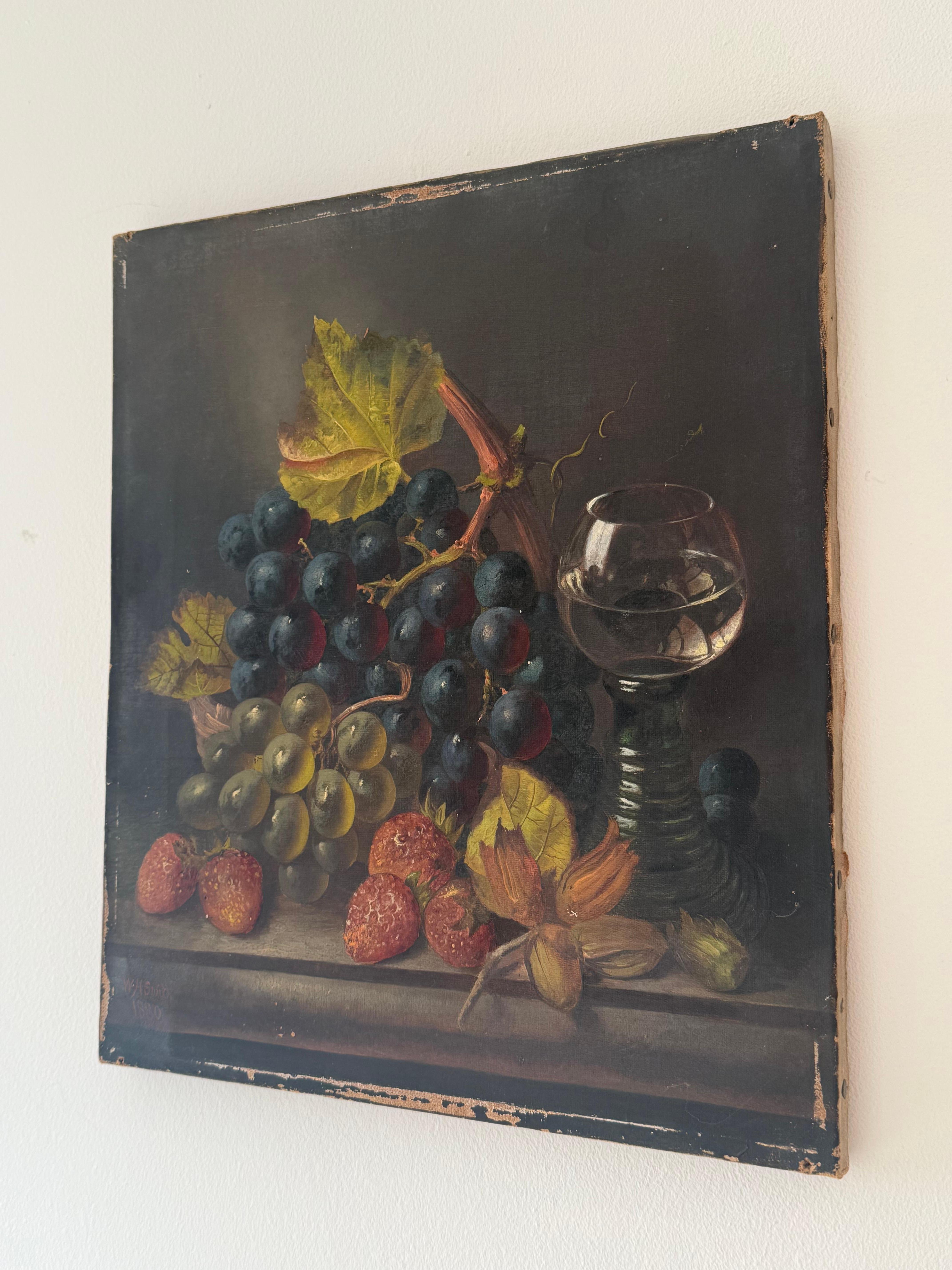 19th Century Still Life Oil On Canvas im Zustand „Starke Gebrauchsspuren“ im Angebot in Ongar, GB
