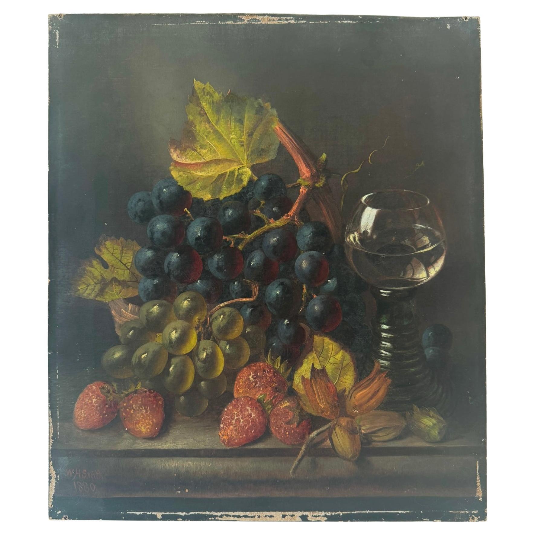 19th Century Still Life Oil On Canvas
