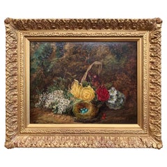 19th Century Still Life Oil Painting in Gilt Frame Signed Oliver Clare