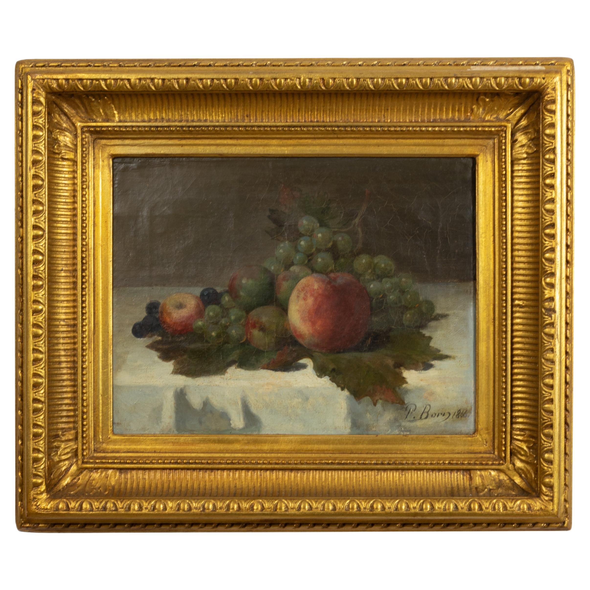  19th Century Still Life Painting By P Borg, Romantic Style For Sale