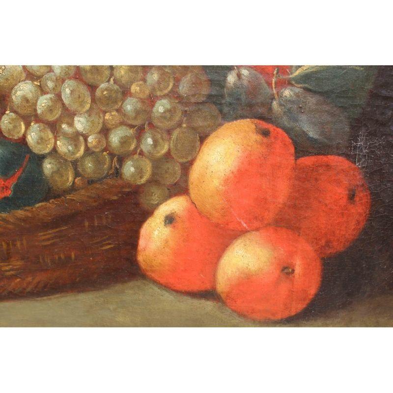19th Century Still Life with Fruits Painting Oil on Canvas For Sale 5