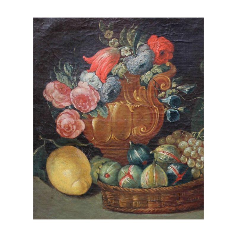 italien Nature morte avec fruits, peinture à l'huile sur toile, XIXe siècle en vente