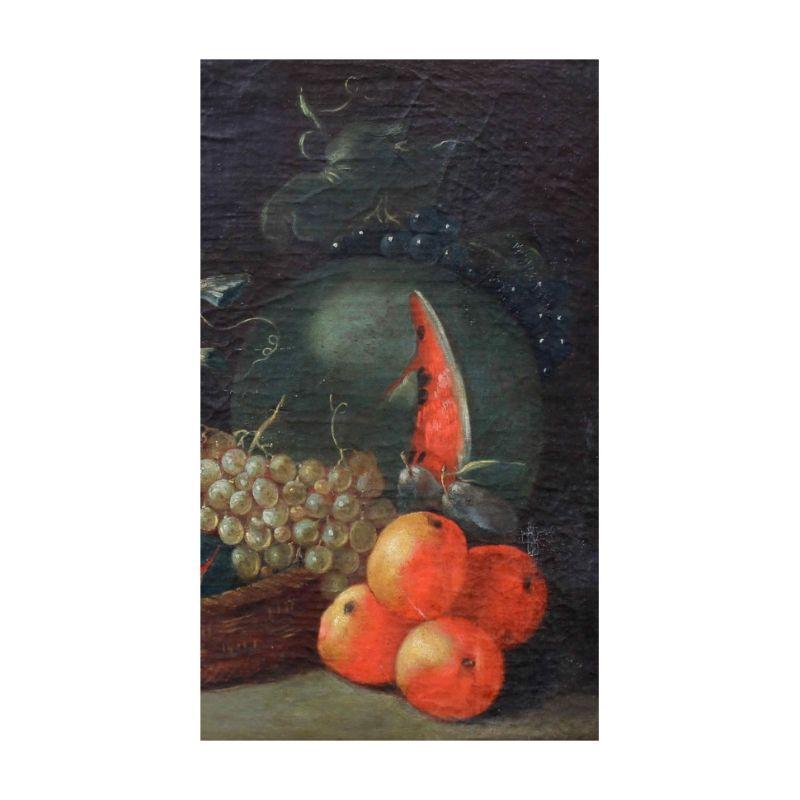 Italian 19th Century Still Life with Fruits Painting Oil on Canvas For Sale