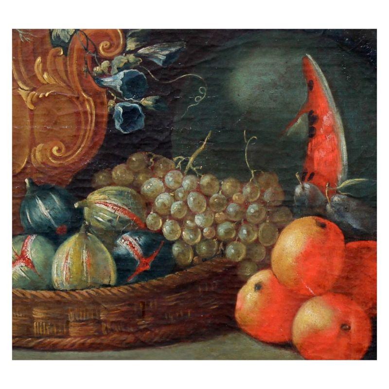 Oiled 19th Century Still Life with Fruits Painting Oil on Canvas For Sale