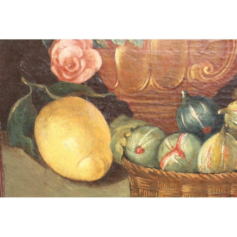 19th Century Still Life with Fruits Painting Oil on Canvas For Sale 1