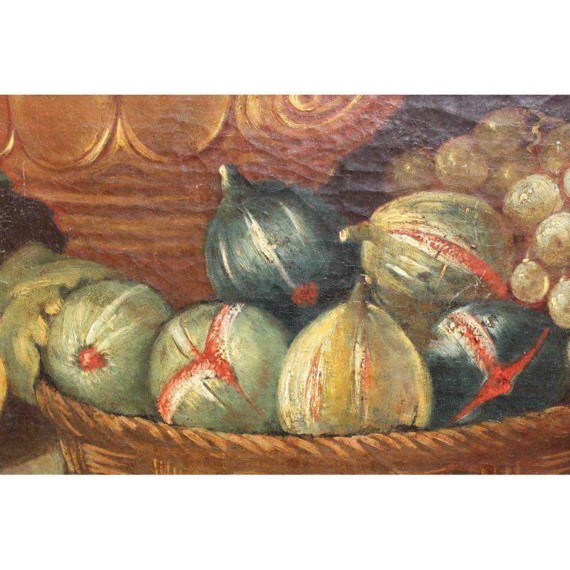 19th Century Still Life with Fruits Painting Oil on Canvas For Sale 3