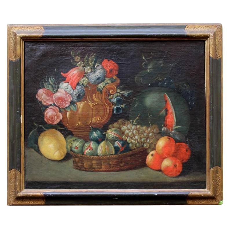 19th Century Still Life with Fruits Painting Oil on Canvas