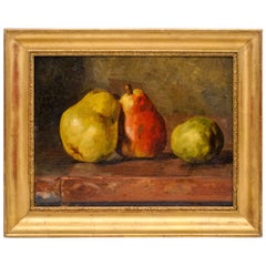 19th Century Still Life with Pears, Oil on Board, Unsigned