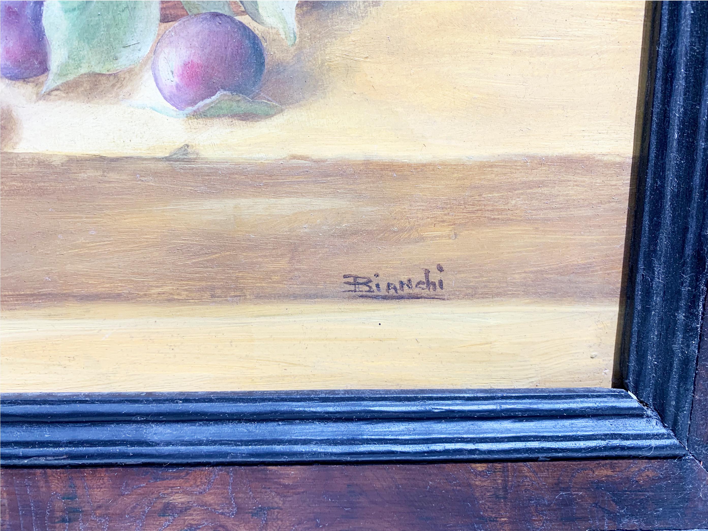 19th Century Still Life Wooden Framed Painting / Oil on Canvas, Signed Bianchi In Good Condition For Sale In Beirut, LB