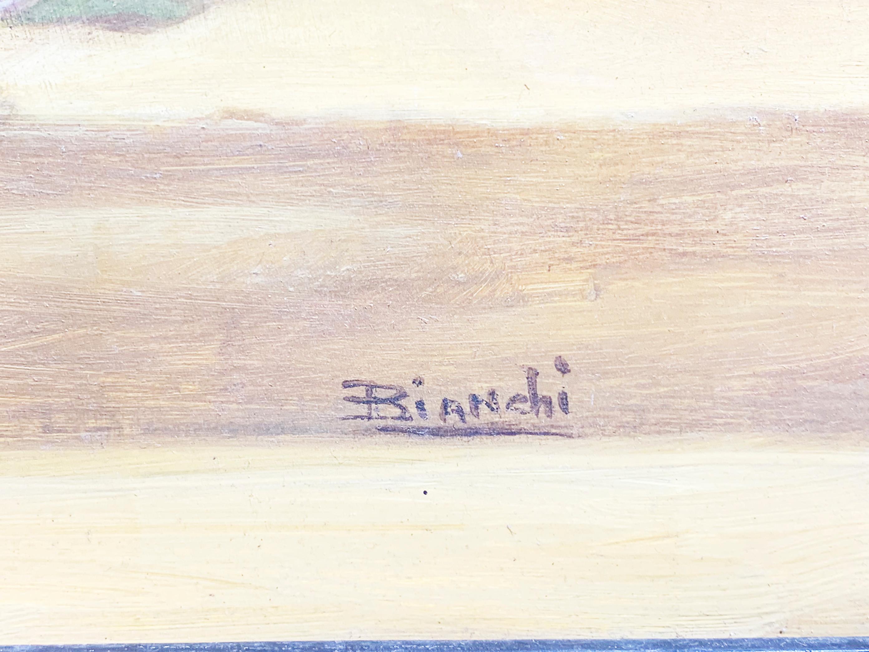 Inizio XX secolo Pittura con cornice in legno con natura morta del XIX secolo / Olio su tela, firmato Bianchi in vendita