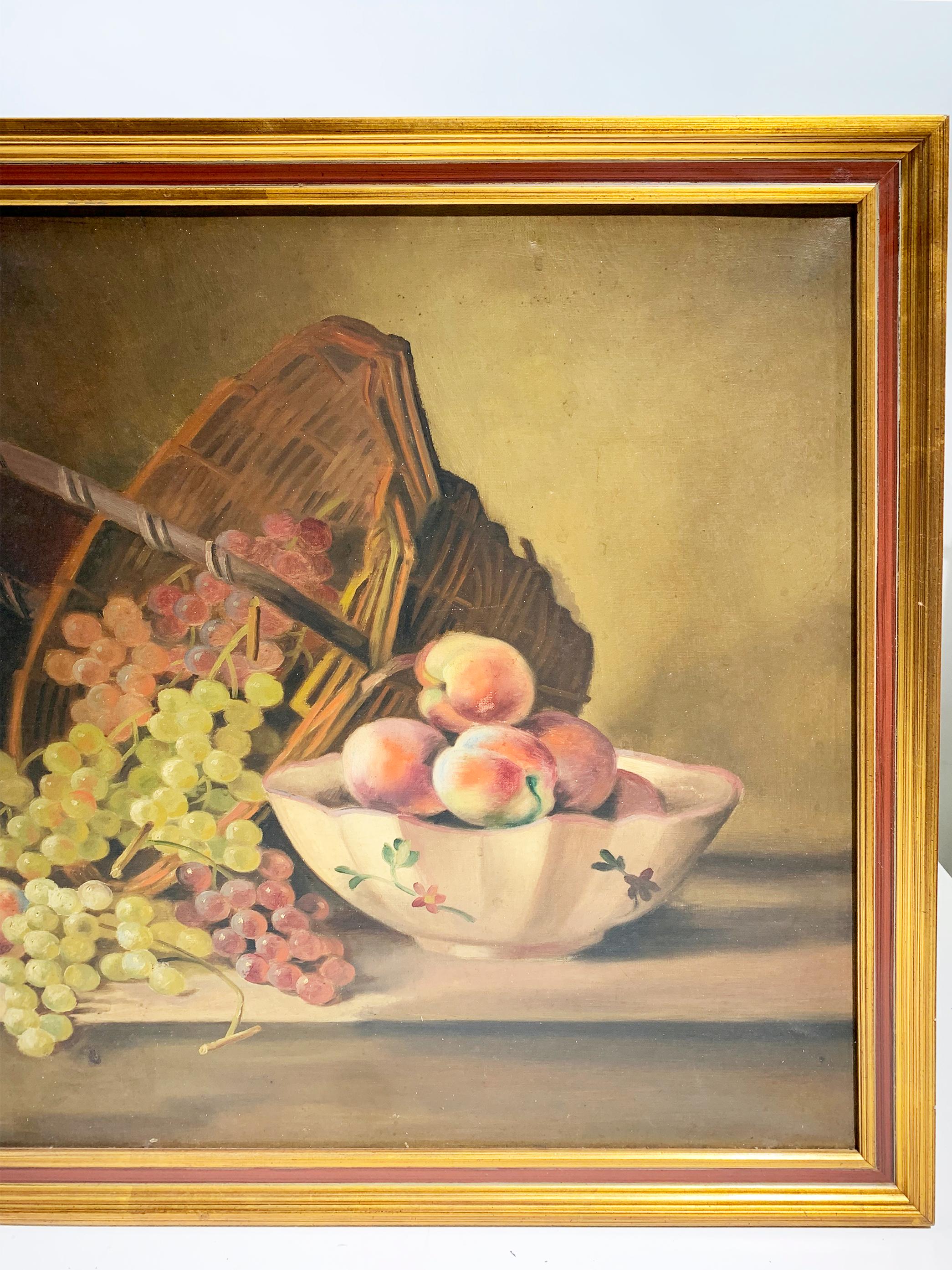 French 19th Century Still Life Wooden Framed Painting / Oil on Canvas, Signed Deligny For Sale