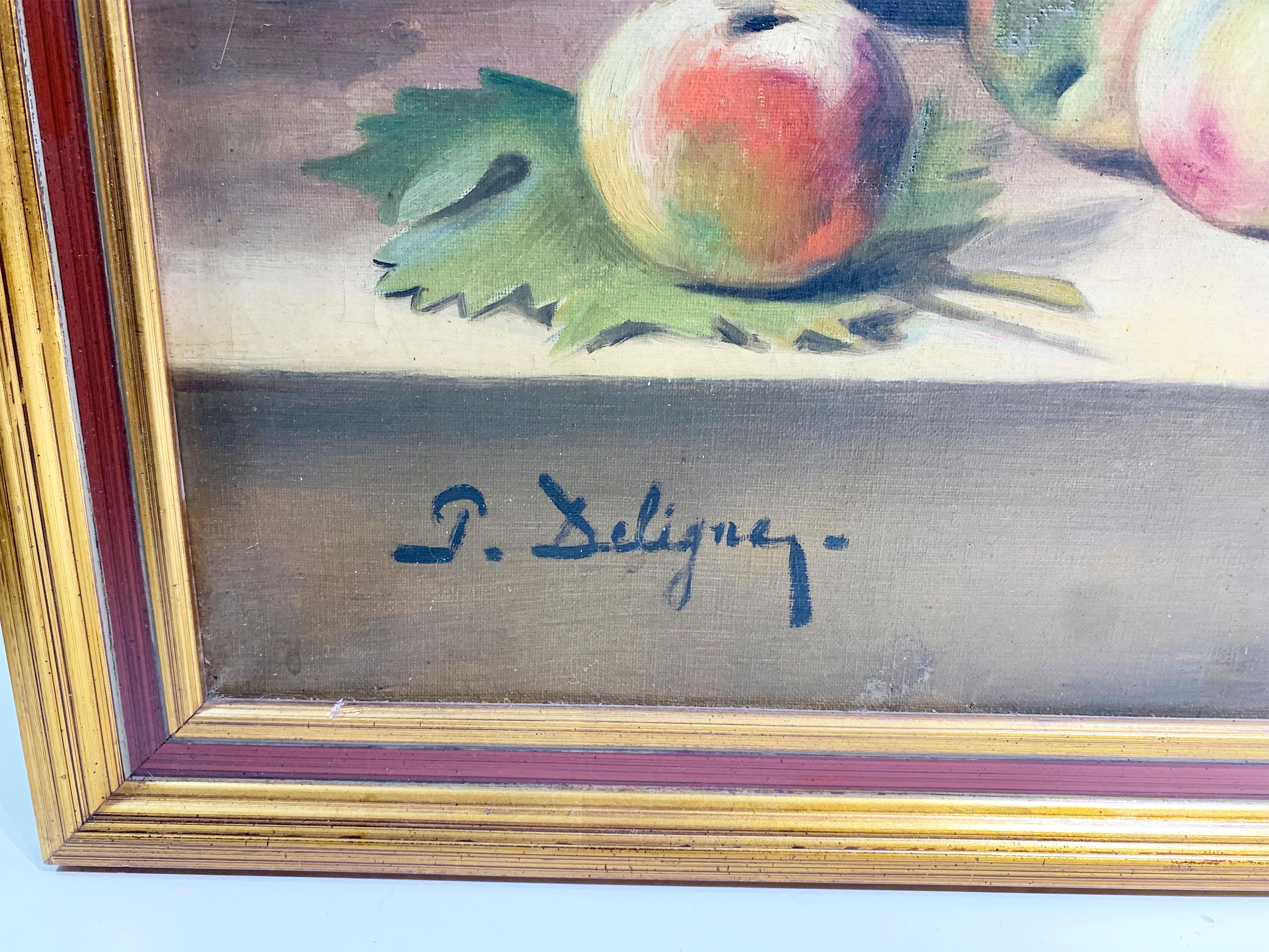 19th Century Still Life Wooden Framed Painting / Oil on Canvas, Signed Deligny In Good Condition For Sale In Beirut, LB