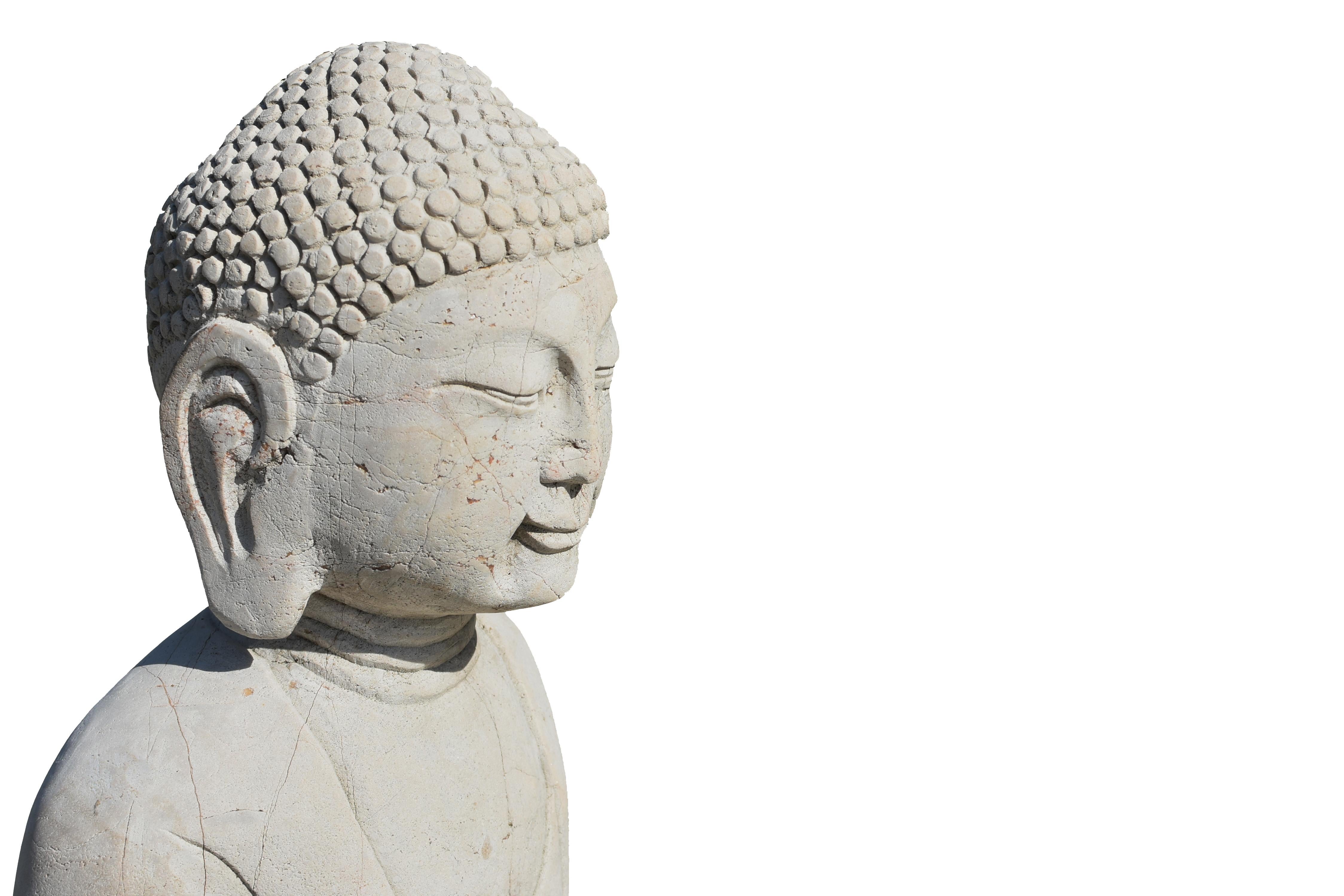 Statue de Bouddha Amitabha en pierre du 19ème siècle en vente 1