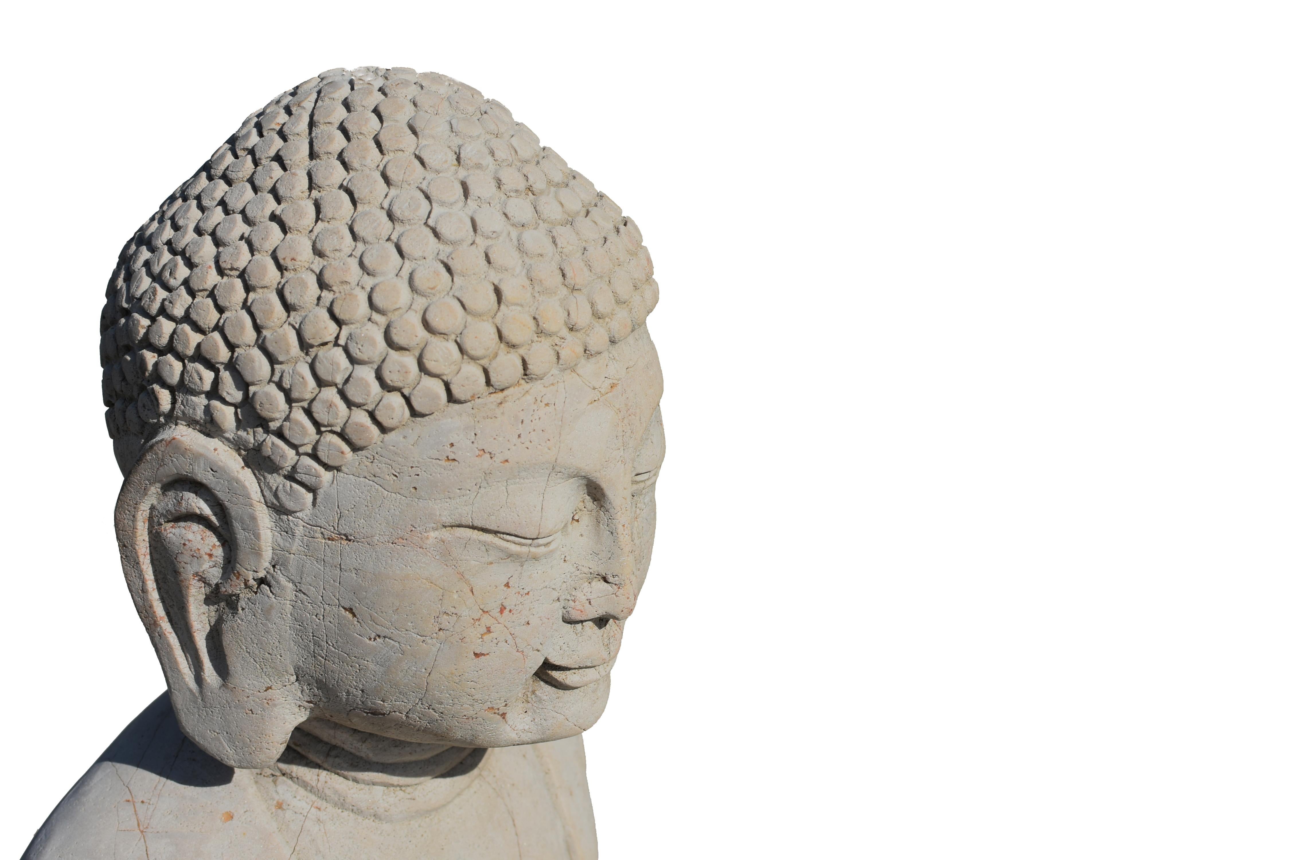 Statue de Bouddha Amitabha en pierre du 19ème siècle en vente 5