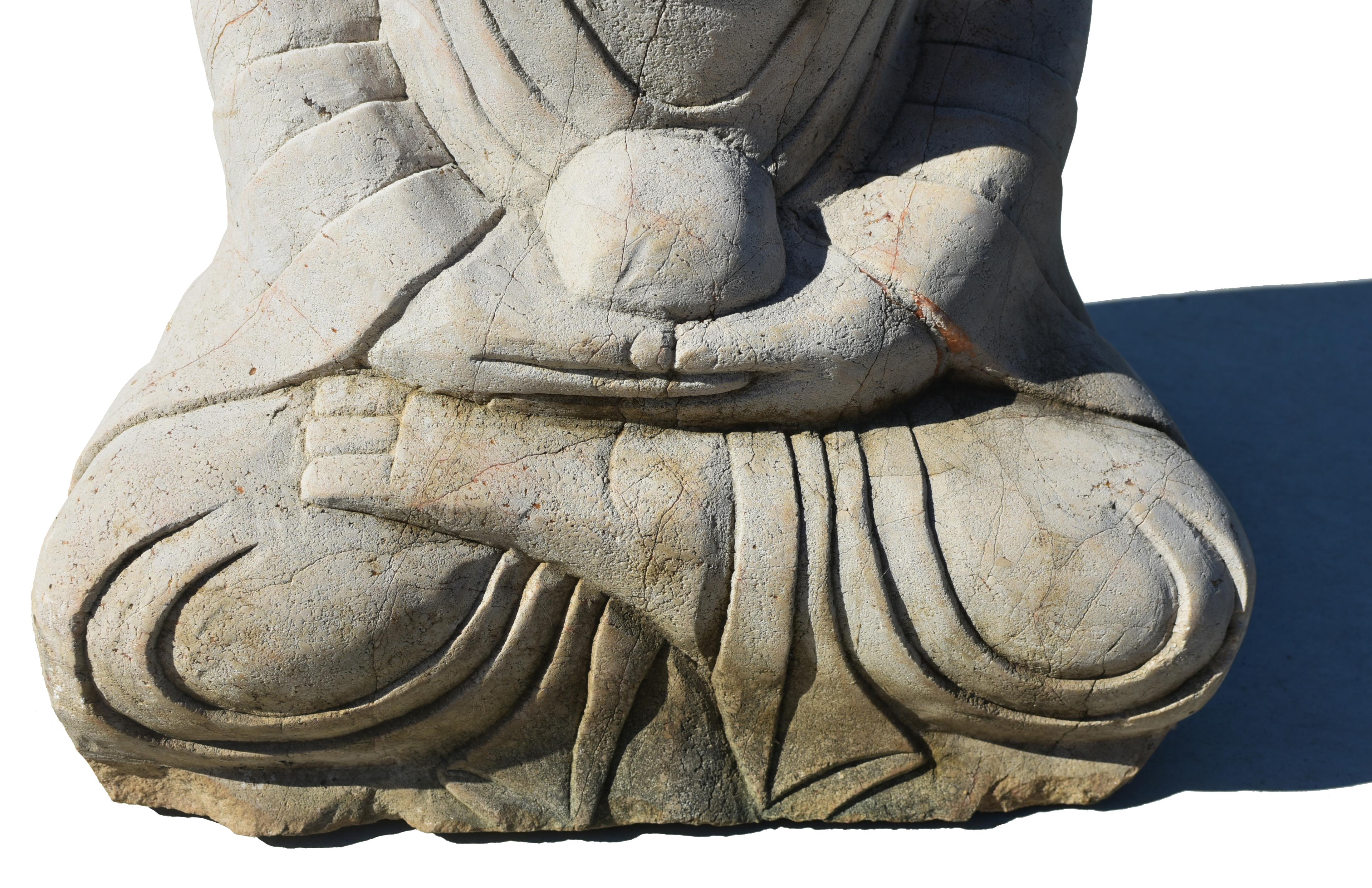 Amitabha-Buddha-Statue aus Stein aus dem 19. Jahrhundert (Tang-Dynastie) im Angebot