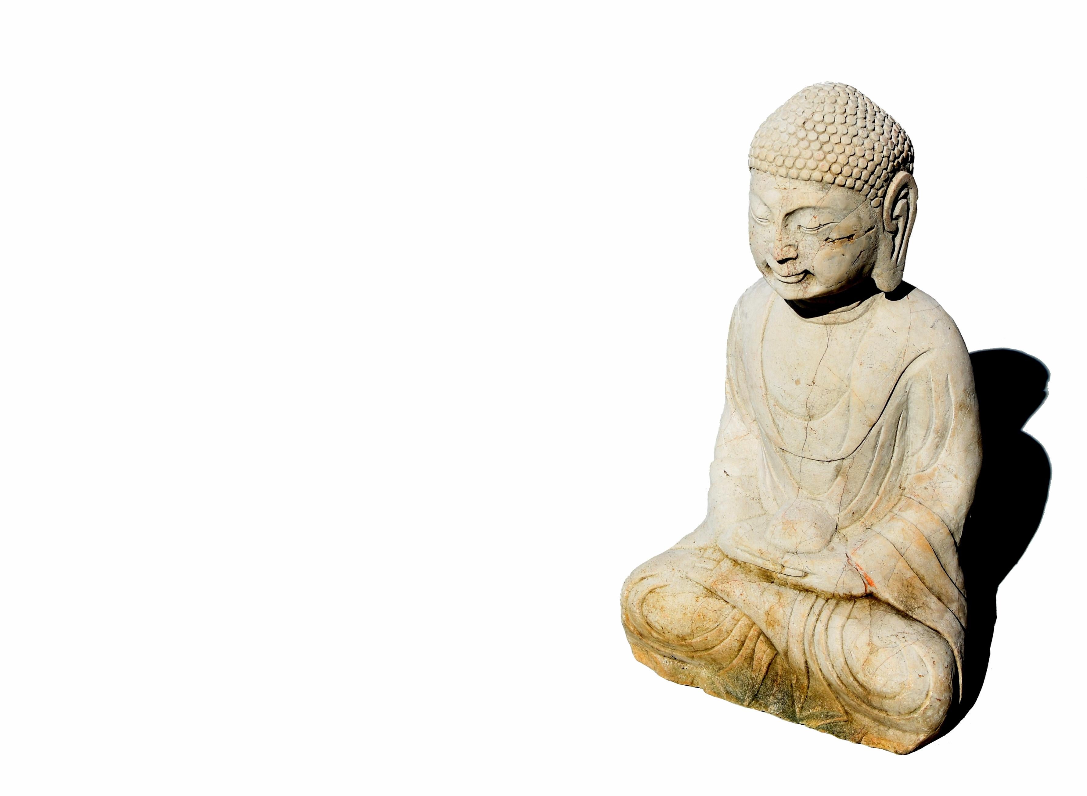 Amitabha-Buddha-Statue aus Stein aus dem 19. Jahrhundert (Chinesisch) im Angebot