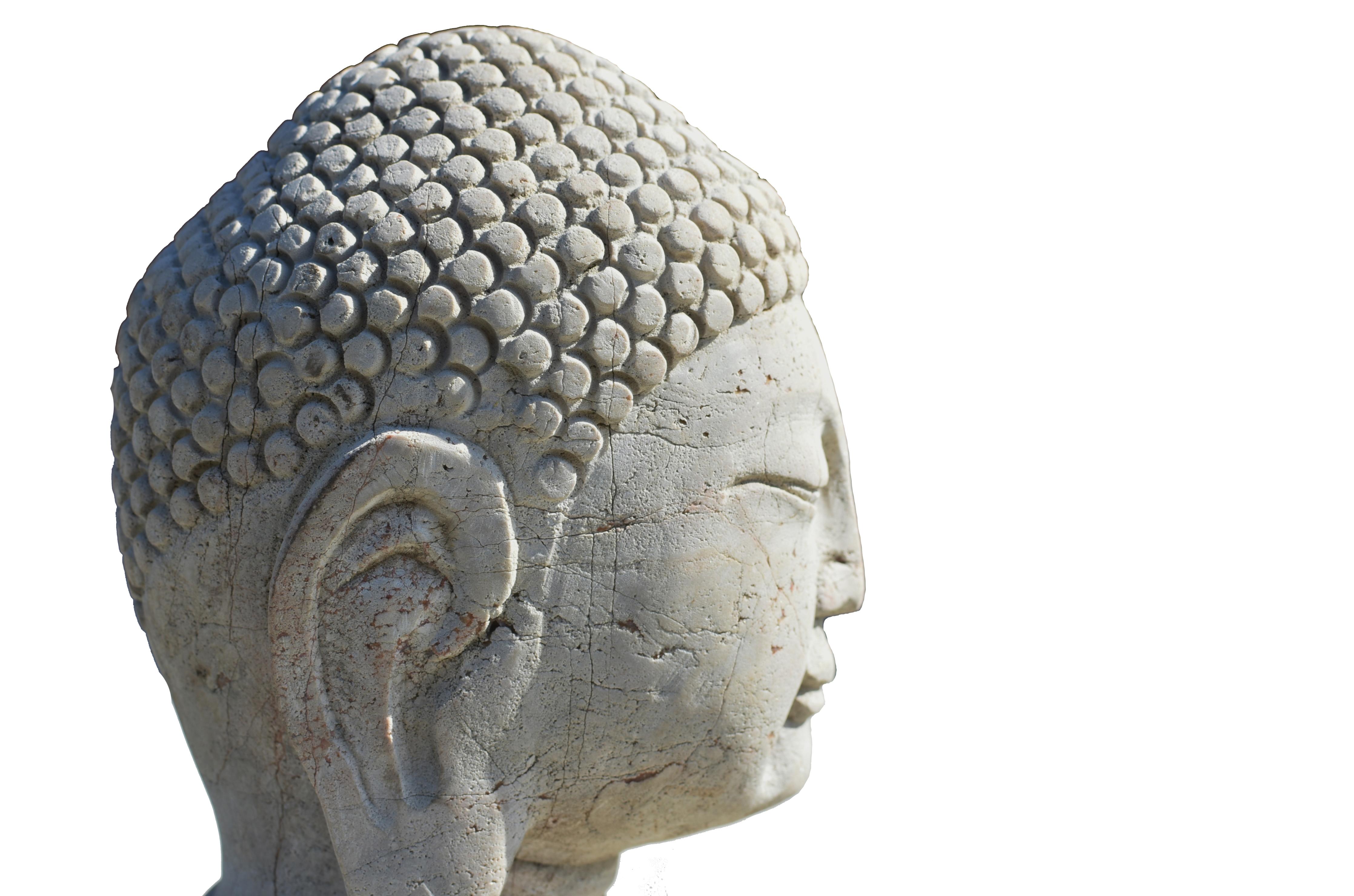 20th Century Antique Stone Amitabha Buddha Statue For Sale