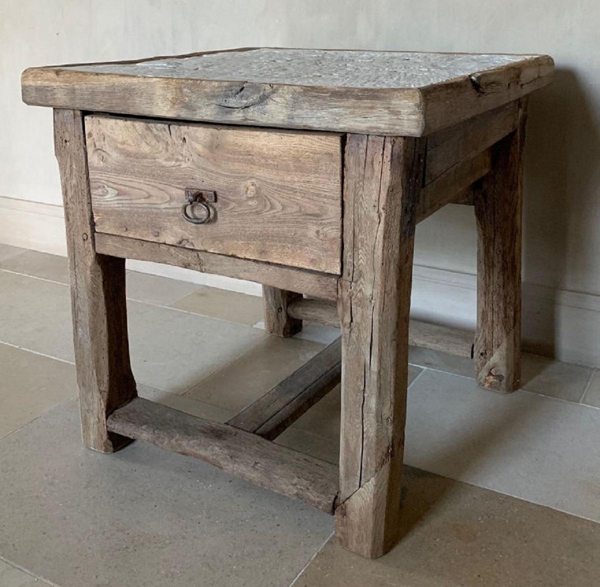 19th Century Stone and Oak Side Table 6