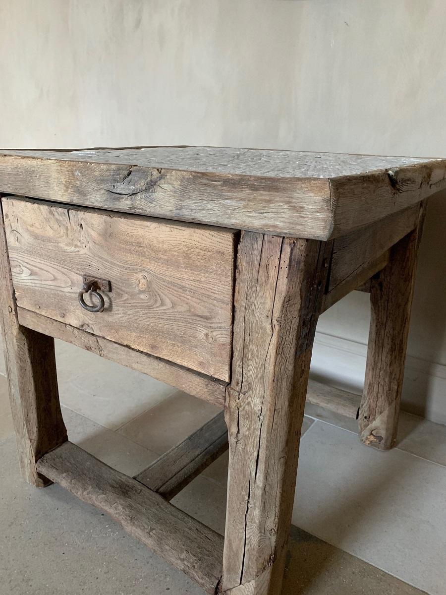 19th Century Stone and Oak Side Table 2