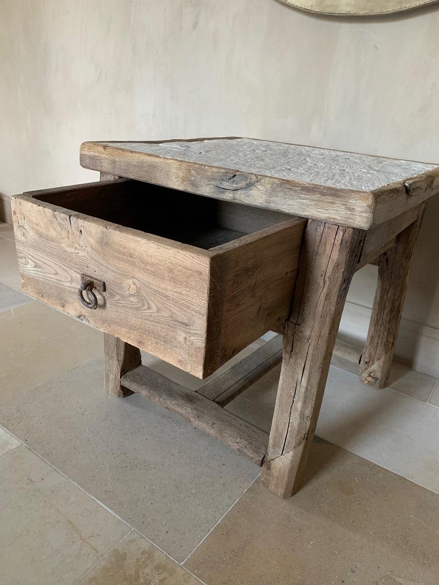 19th Century Stone and Oak Side Table 3