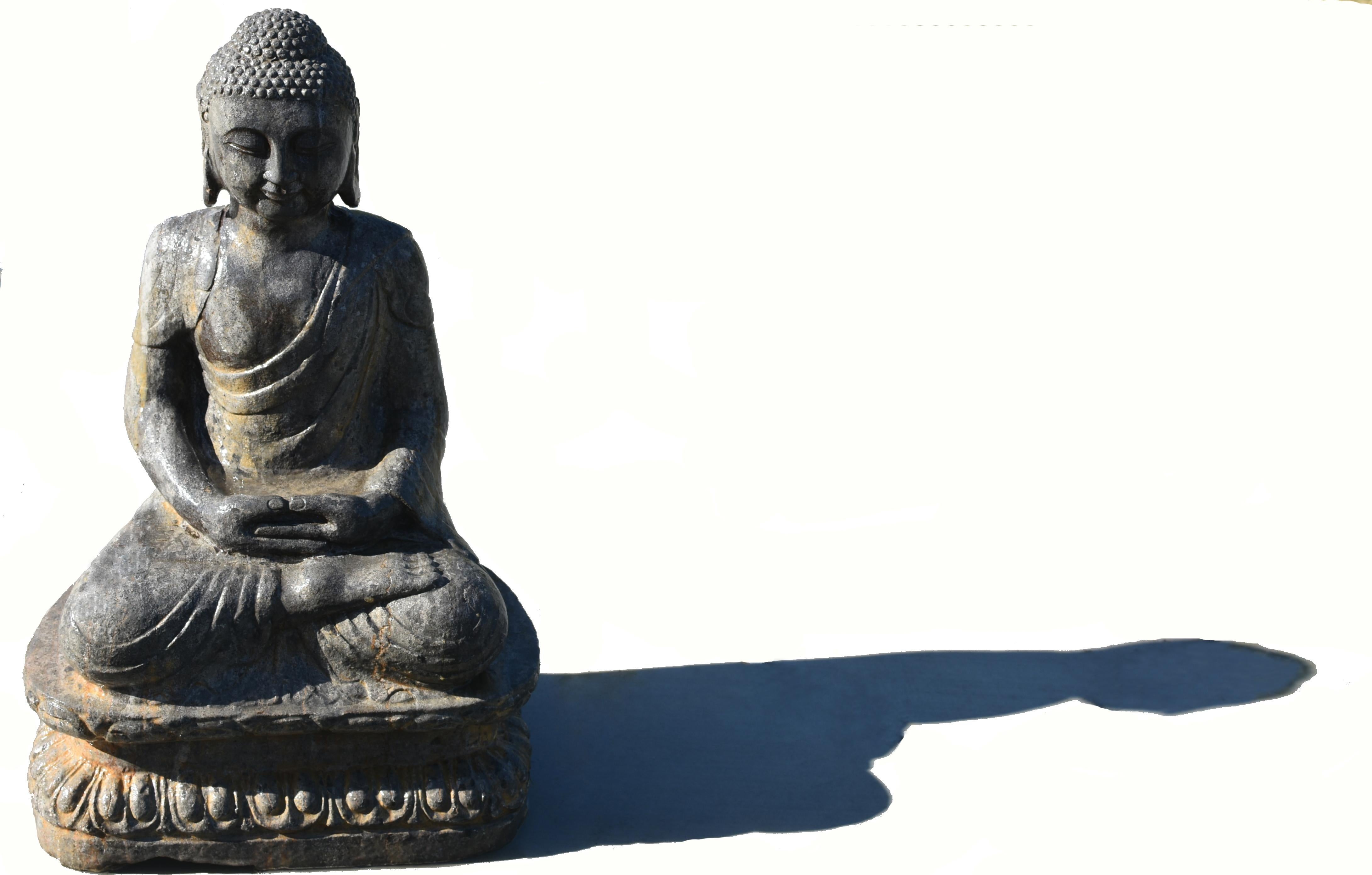 Buddha Shakyamuni-Statue aus Stein aus dem 19. Jahrhundert im Angebot 10