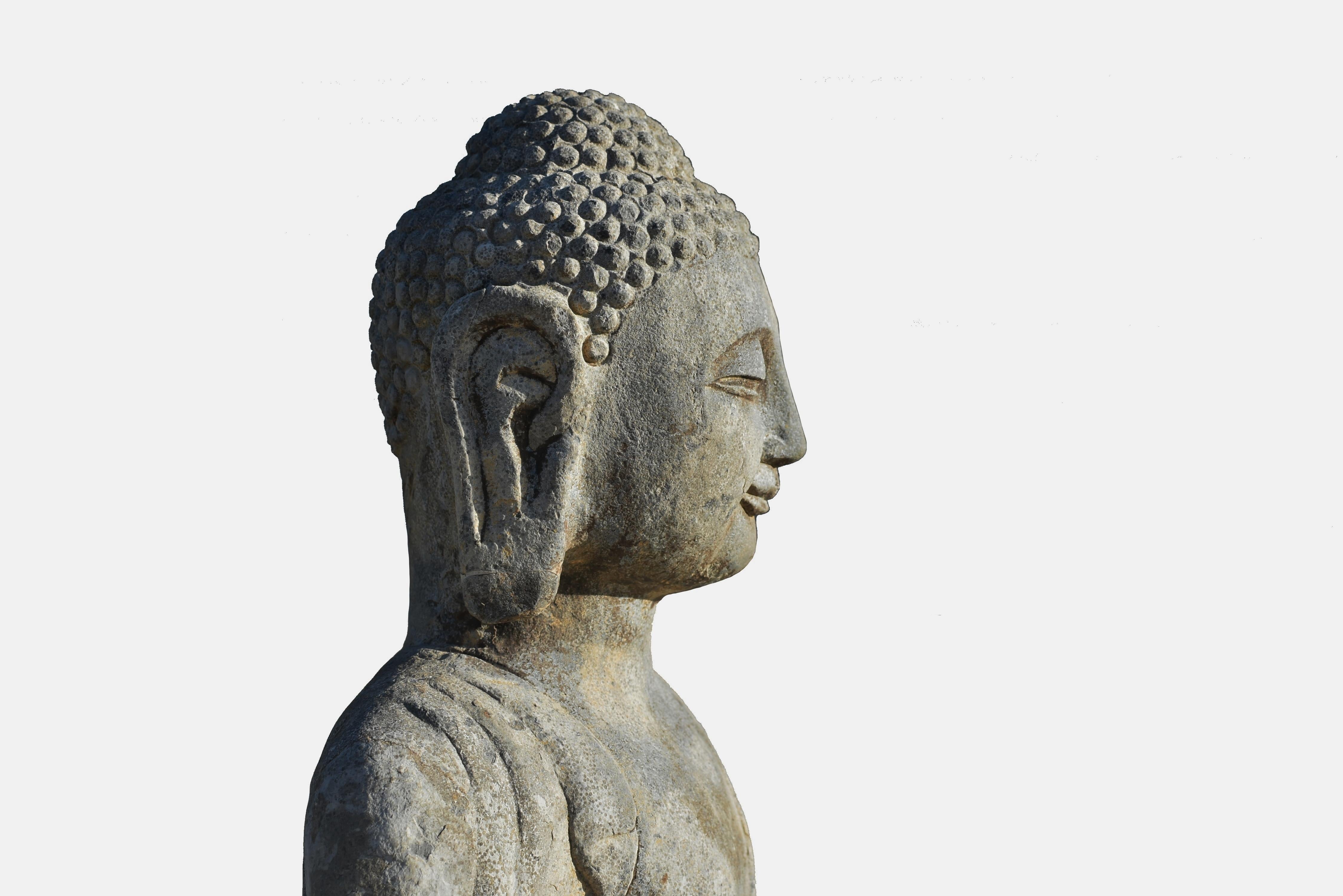 Buddha Shakyamuni-Statue aus Stein aus dem 19. Jahrhundert im Angebot 2