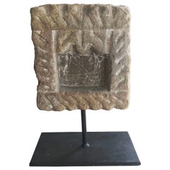 Antique 19th Century Stone Carving on a Custom Iron Stand